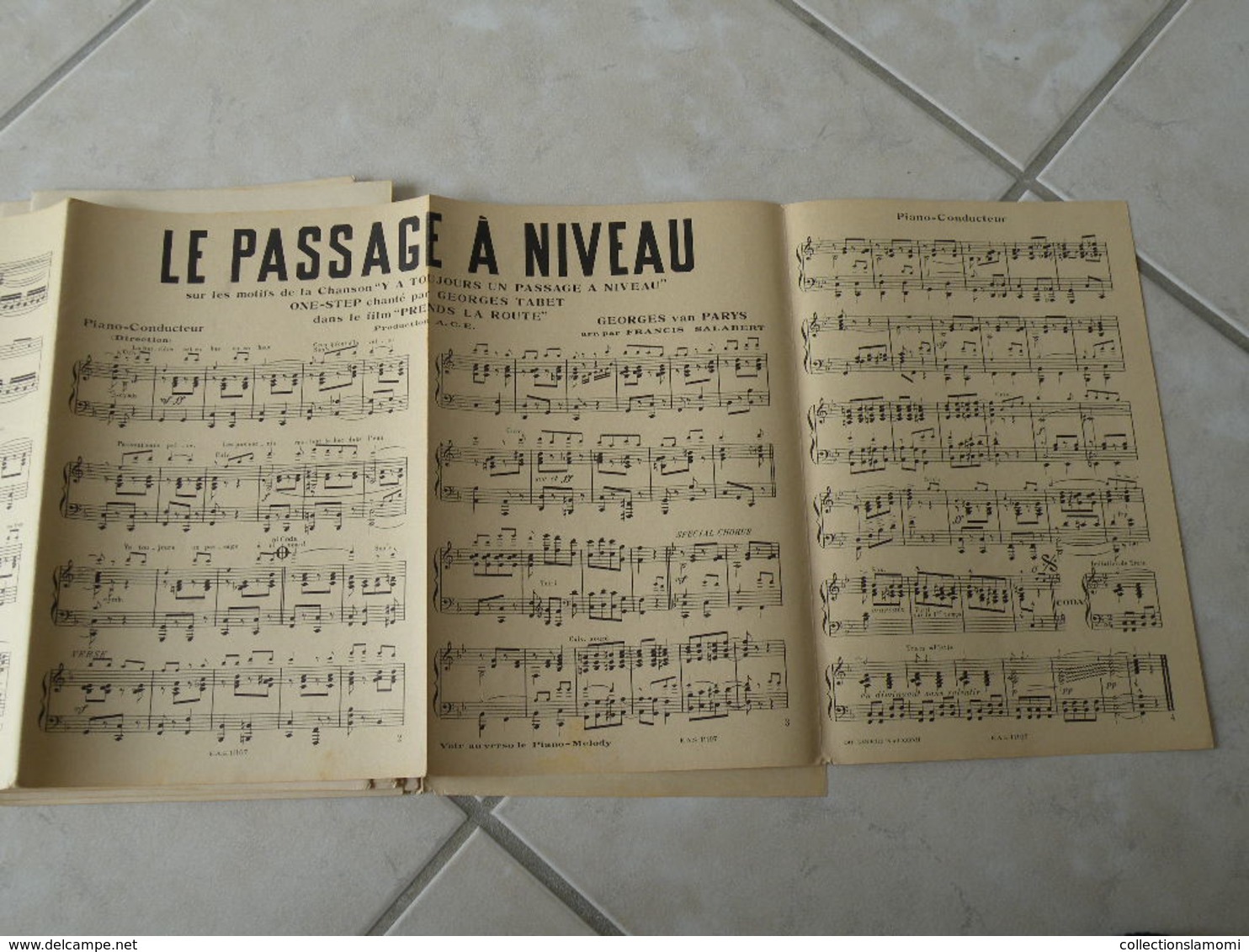 le passage à niveau du fim Prends la route(Paroles J. Boyer)(Musique G. Van Parys)Partition pour orchestre 1937