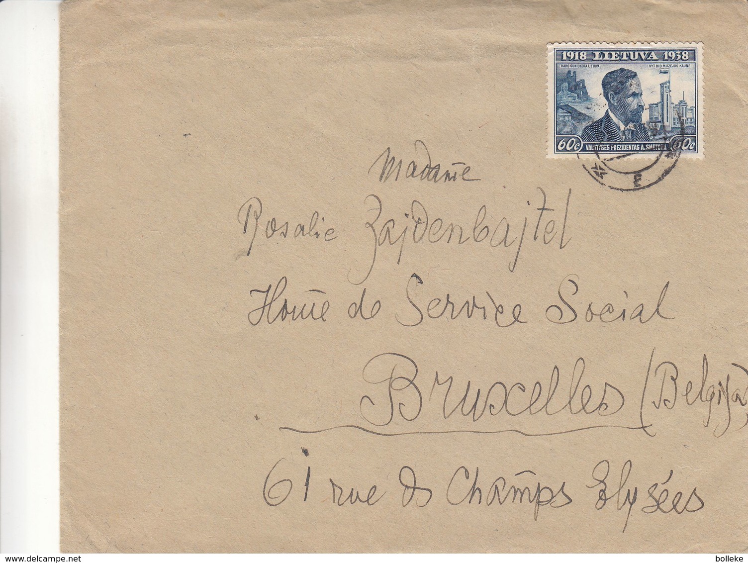 Lituanie - Lettre De 1939 ° - Oblit Uzmerge  ? -  Exp Vers Bruxelles - - Lituanie