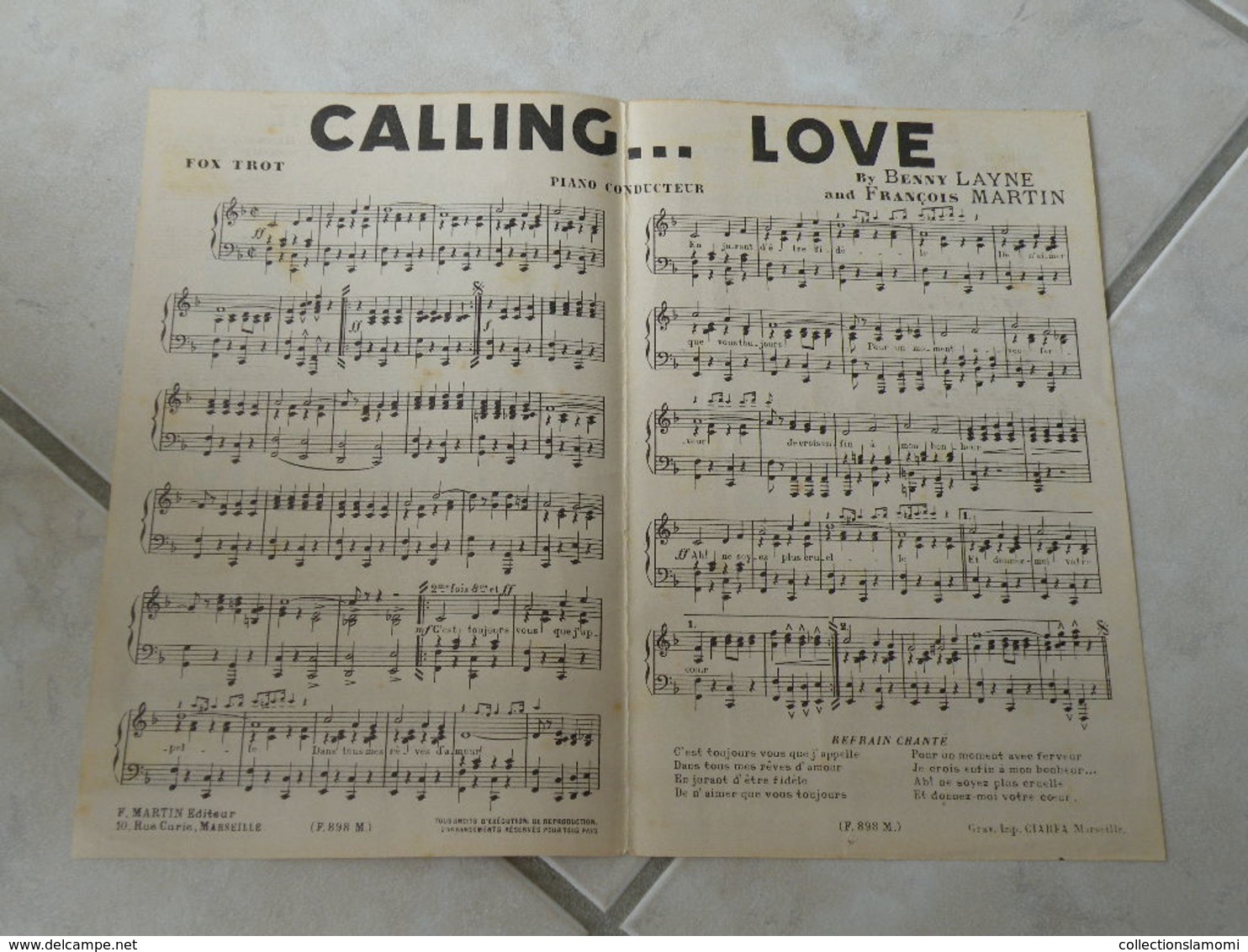 Calling Love (Fox Trot Benny Layne & François Martin)-(Paroles)(Musique)Partition Pour Orchestre - Compositeurs De Comédies Musicales