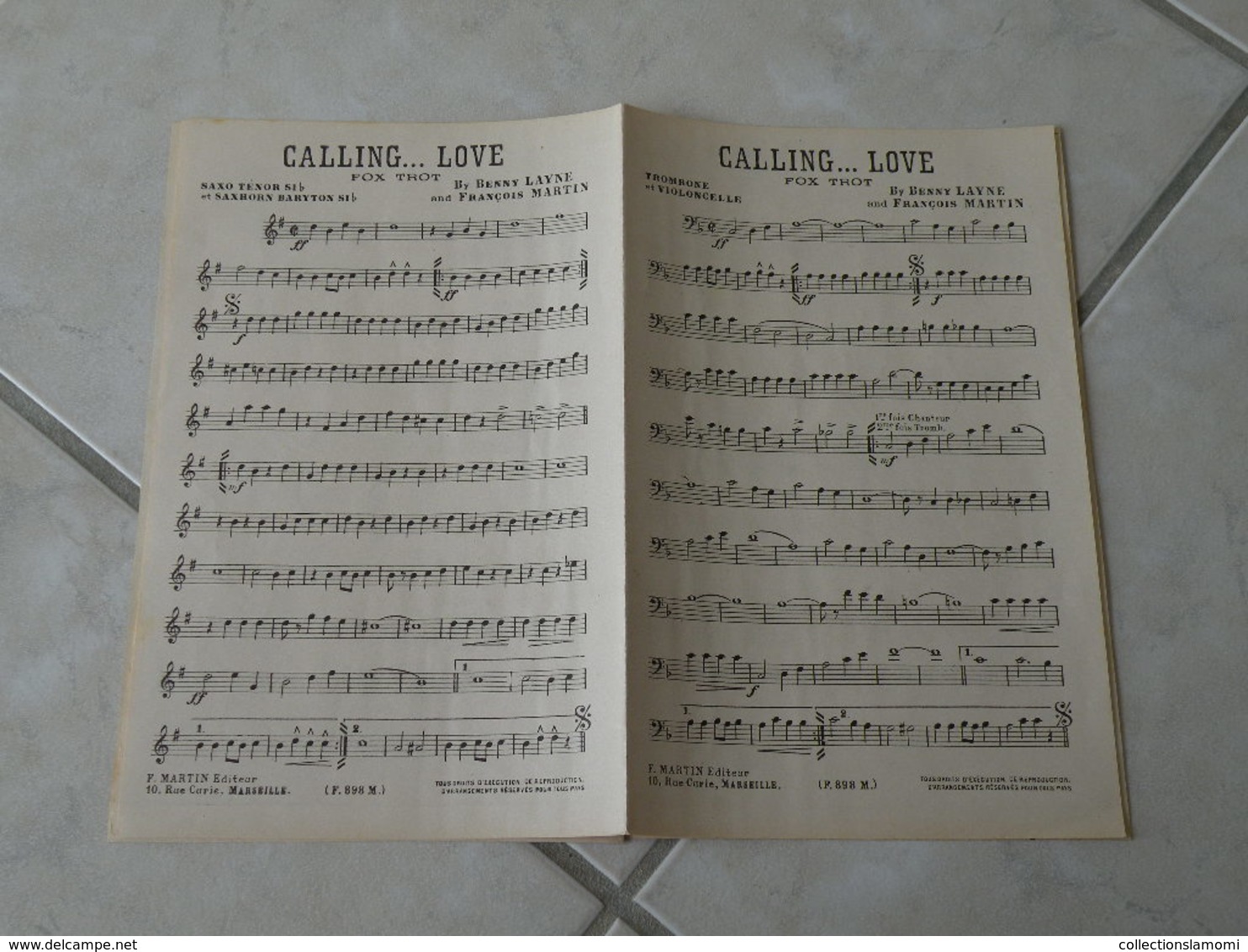 Calling Love (Fox Trot Benny Layne & François Martin)-(Paroles)(Musique)Partition Pour Orchestre - Compositeurs De Comédies Musicales