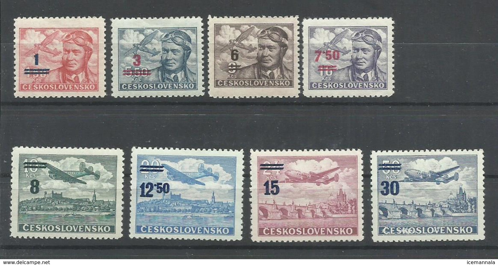 CHECOSLOVAQUIA YVERT AEREO 28/35   MNH  ** - Corréo Aéreo