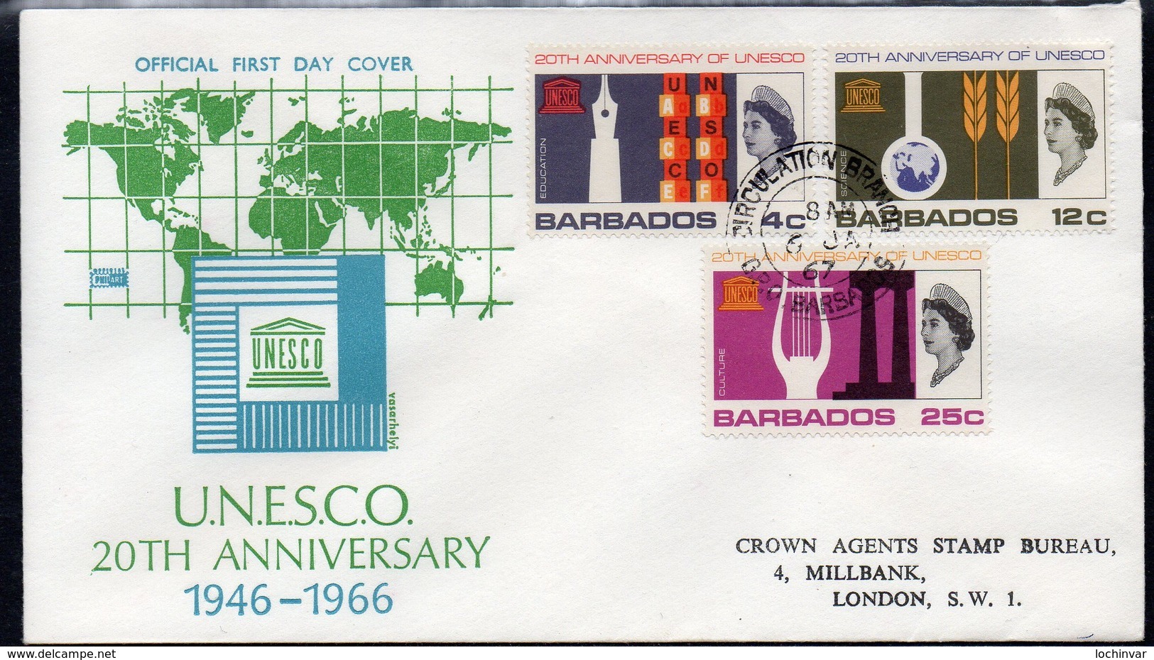 BARBADOS, 1966 UNESCO FDC - Barbados (1966-...)