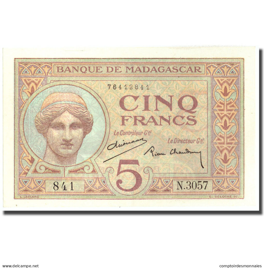 Billet, Madagascar, 5 Francs, KM:35, SPL+ - Madagascar