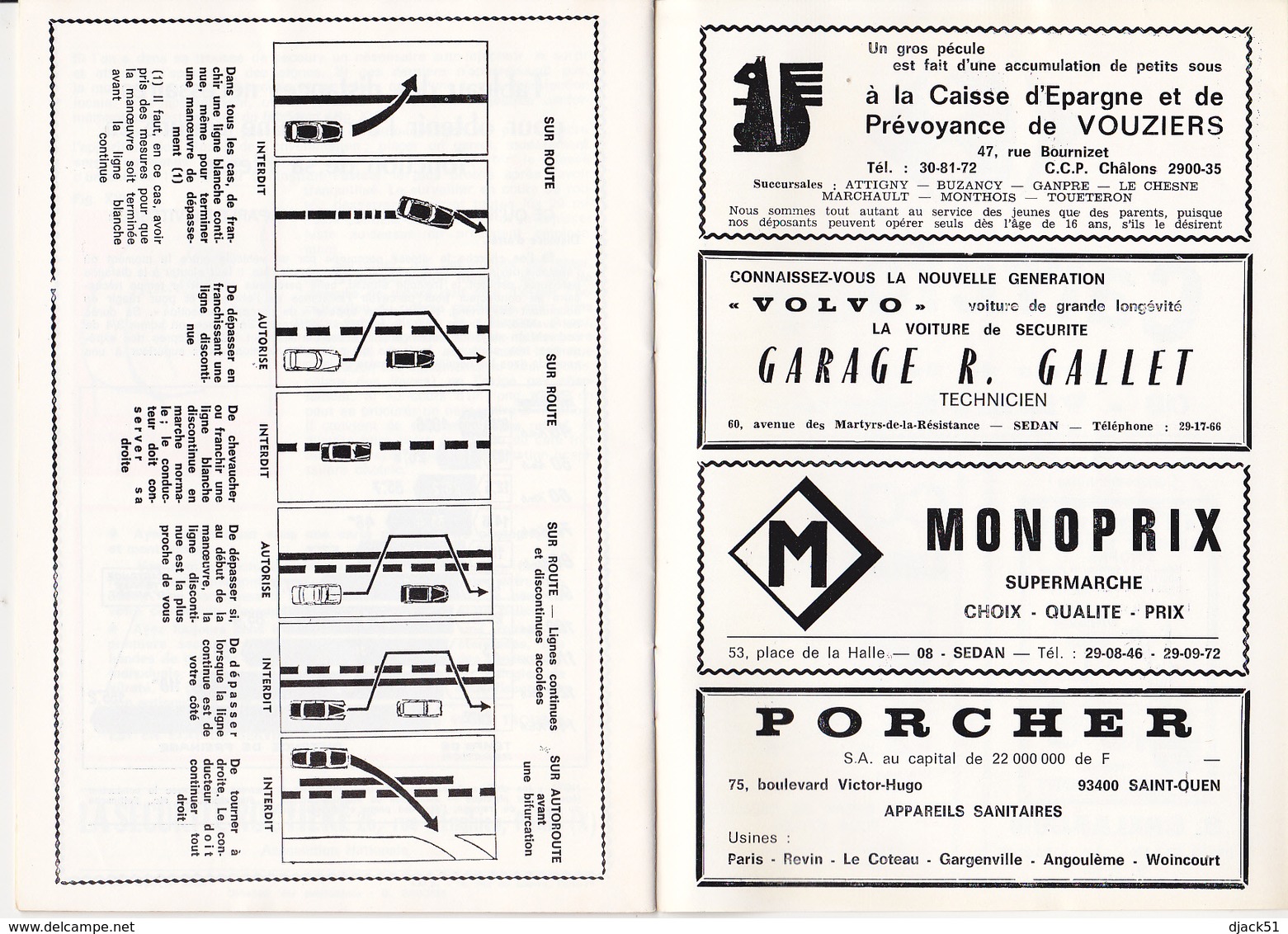 1975 - Brochure La Sécurité Routière / Secourisme / SEDAN-VOUZIERS / Nombreuses Publicités Département 08 - Voitures