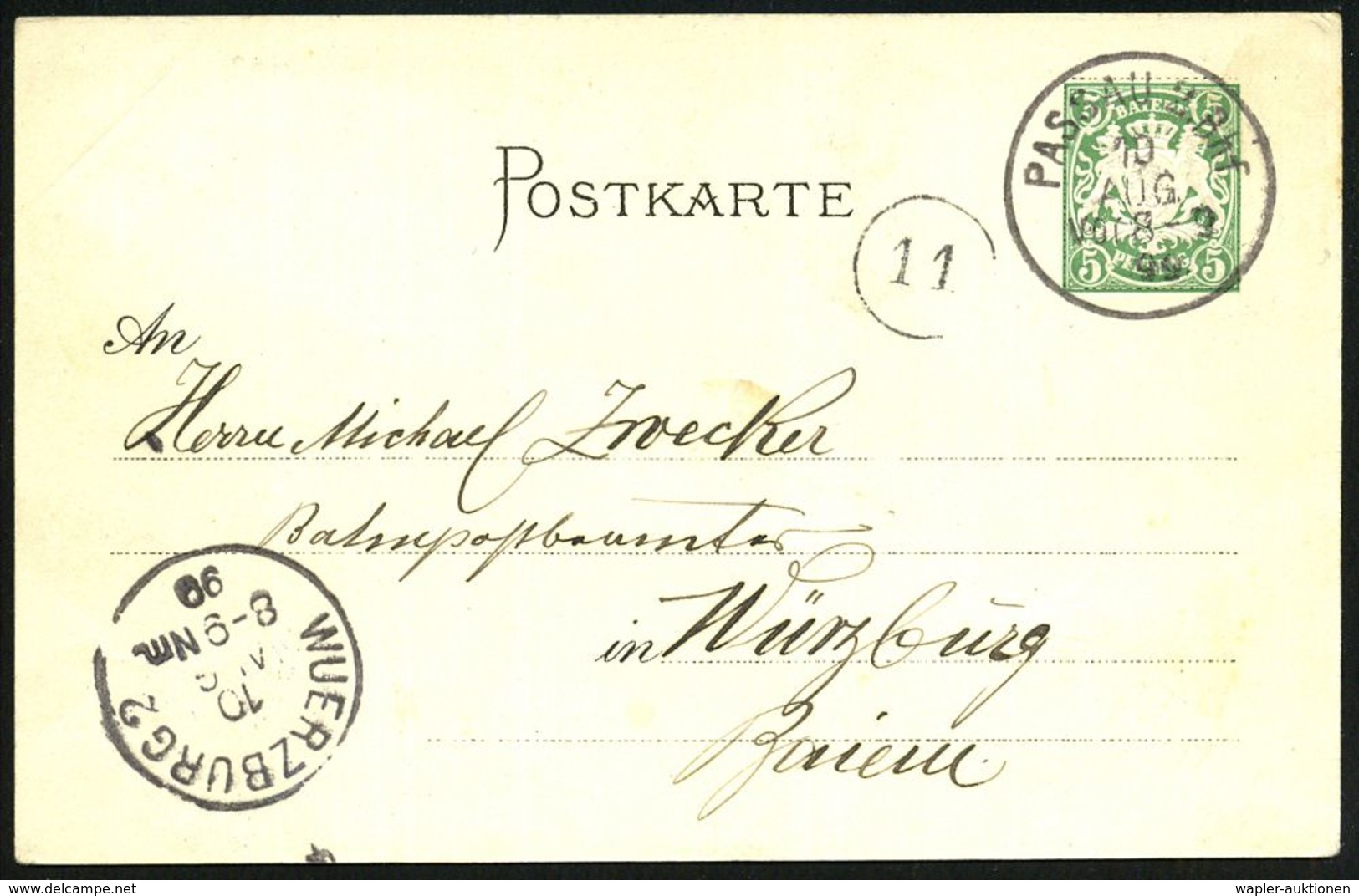 PASSAU 2 1899 (10.8.) 1K Auf PP 5 Pf. Wappen, Grün: XXVIte GENERAL-VERS. Des D.(eutschen) U. OE.(sterr.) ALPENVEREINS (O - Sin Clasificación