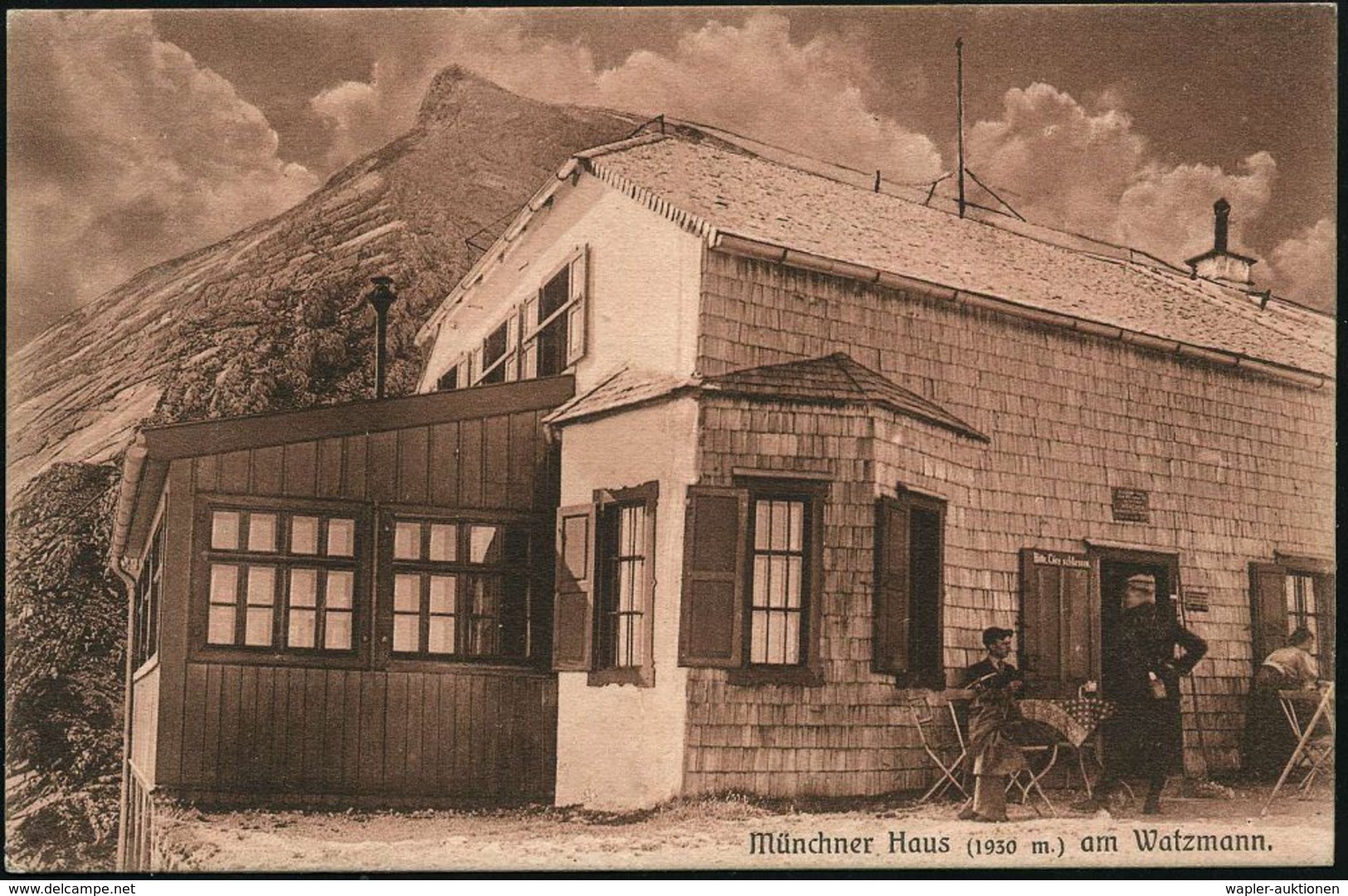 RAMSAU (OBB.) 1908 (20.8.) 1K + Viol. HdN: Münchner Haus/D.O.A.V/..Watzmann 1930 M , Monochrome Bedarfs-Foto-Ak.: Münchn - Unclassified