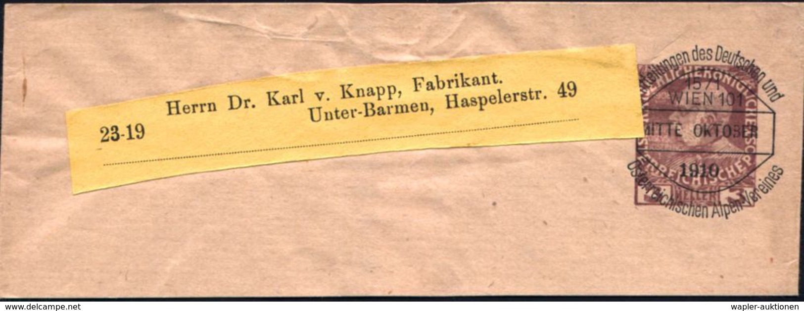 ÖSTERREICH 1910 (Okt.) 3 H. KFJ-Jub. Privat-Zeitungs-Sb., Buchdruck-VE: Mitteilungen D. Dt. U. Österr. Alpen-Vereines/WI - Ohne Zuordnung