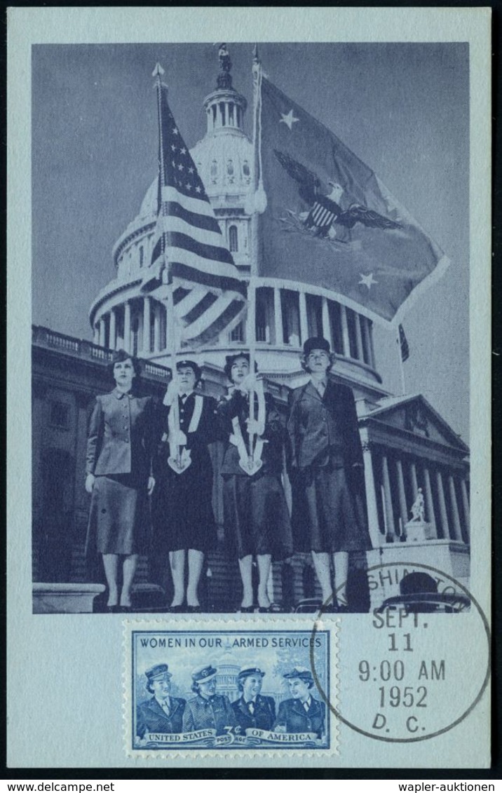 U.S.A. 1952 (11.9.) 3 C. "Frauenkoprs Der US-Armee" (Uniformen) + ET-SSt. (Washington DC), ET-Maximum-Karte  (Mi.632) -  - Andere & Zonder Classificatie