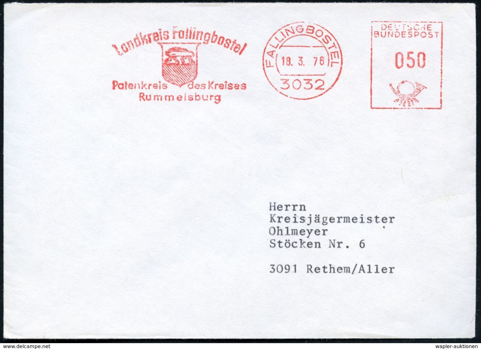 3032 FALLINGBOSTEL/ Landkreis../ Patenkreis D.Kreises/ Rummelsburg 1976 (8.3.) AFS = Dolmengrab (Steingrab) Klar Gest. I - Prehistorie