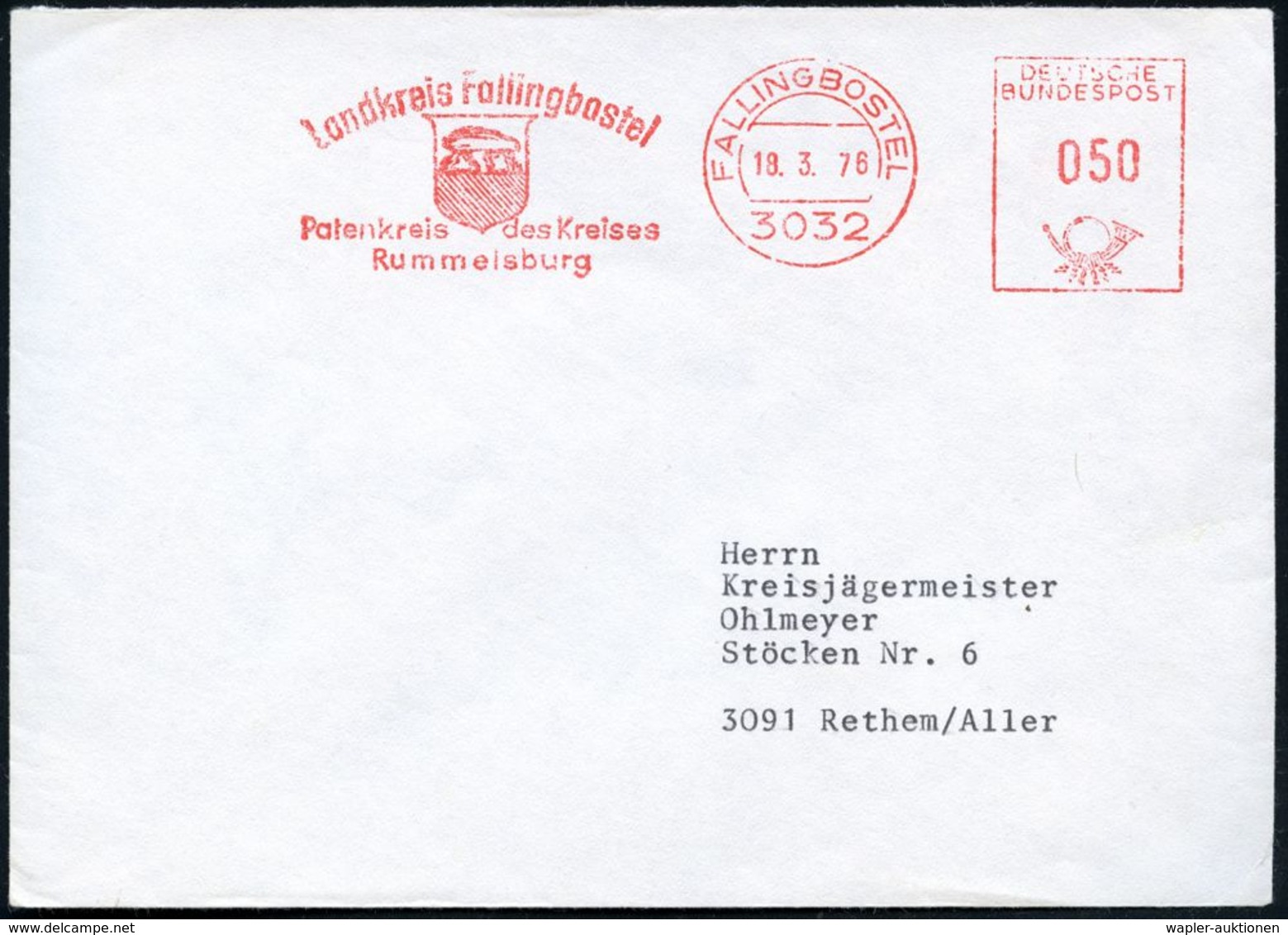 3032 FALLINGBOSTEL/ Landkreis../ Patenkreis D.Kreises/ Rummelsburg 1976 (8.3.) AFS = Dolmengrab (Steingrab) Klar Gest. I - Préhistoire