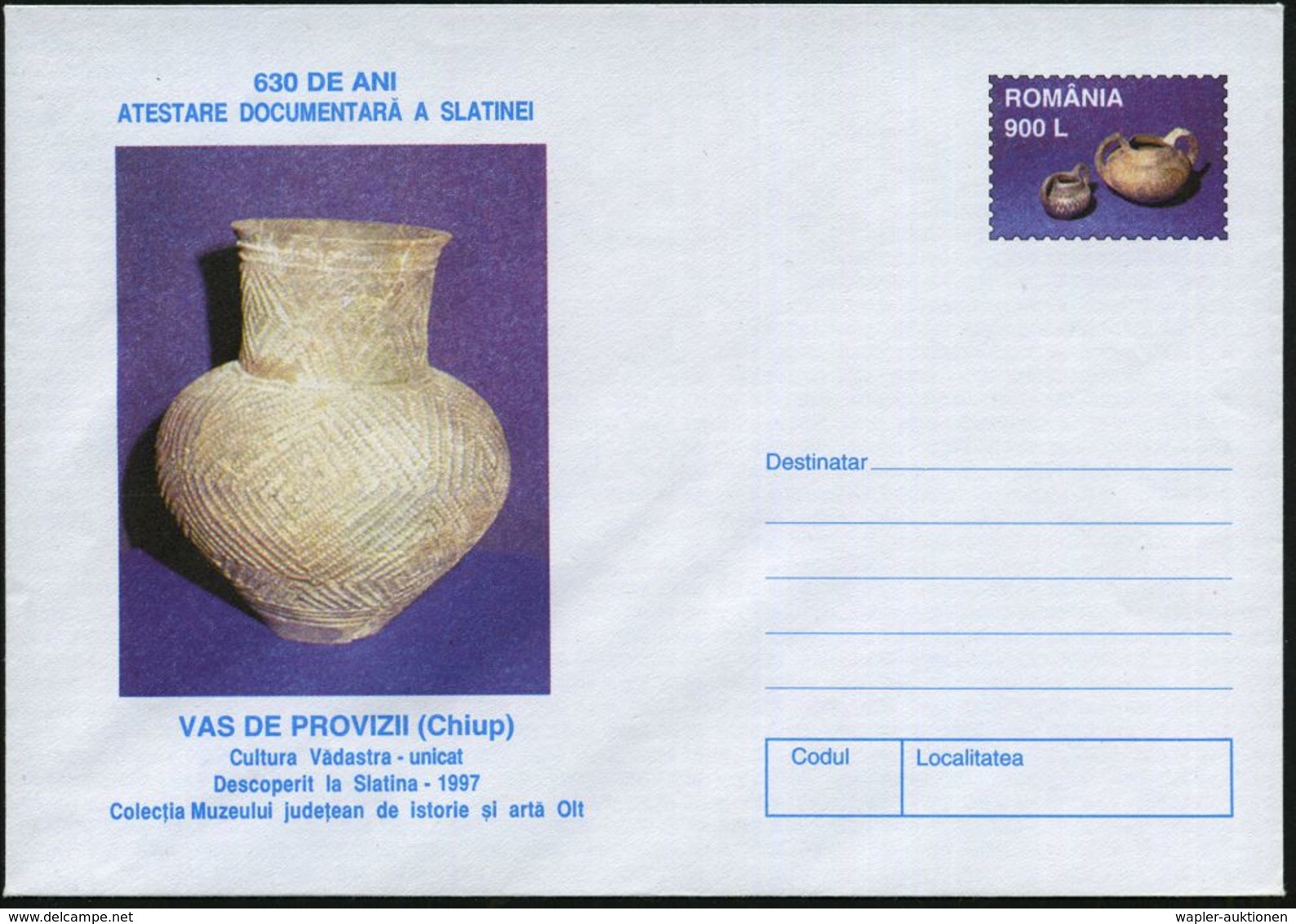 RUMÄNIEN 1998 900 L. Sonder-U. "Keramische Funde Des Vadastra-Kultur", 2 Verschiedene (Vase U. Fruchtschale) Je Ungebr.  - Préhistoire