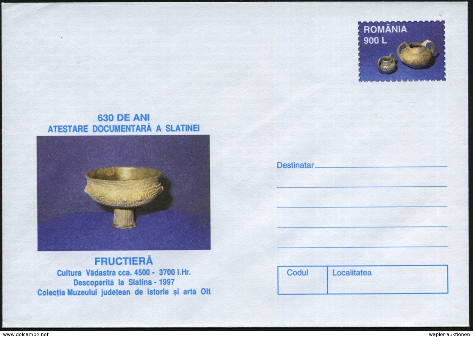 RUMÄNIEN 1998 900 L. Sonder-U. "Keramische Funde Des Vadastra-Kultur", 2 Verschiedene (Vase U. Fruchtschale) Je Ungebr.  - Vor- Und Frühgeschichte