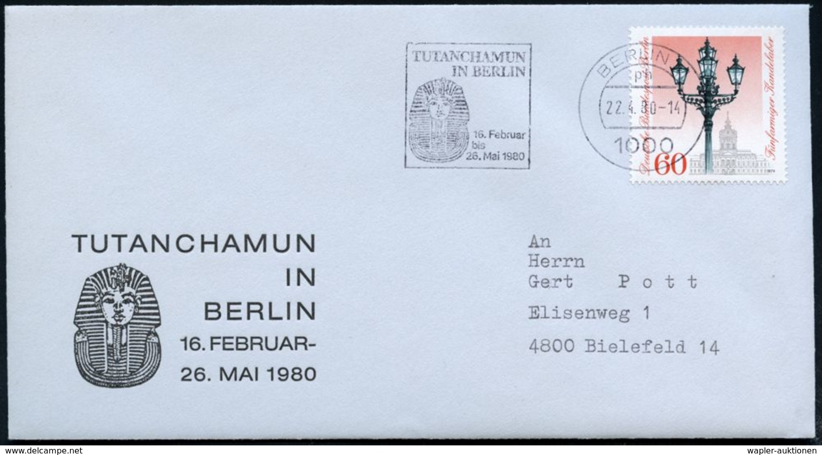 1000 BERLIN 11/ Ph #bzw.# 19/ TUTANCHAMUN/ IN/ BERLIN.. 1980 (22.4./25.4.) MWSt  U N D  AFS Motivgleich = Je Gold-Totenm - Egittologia