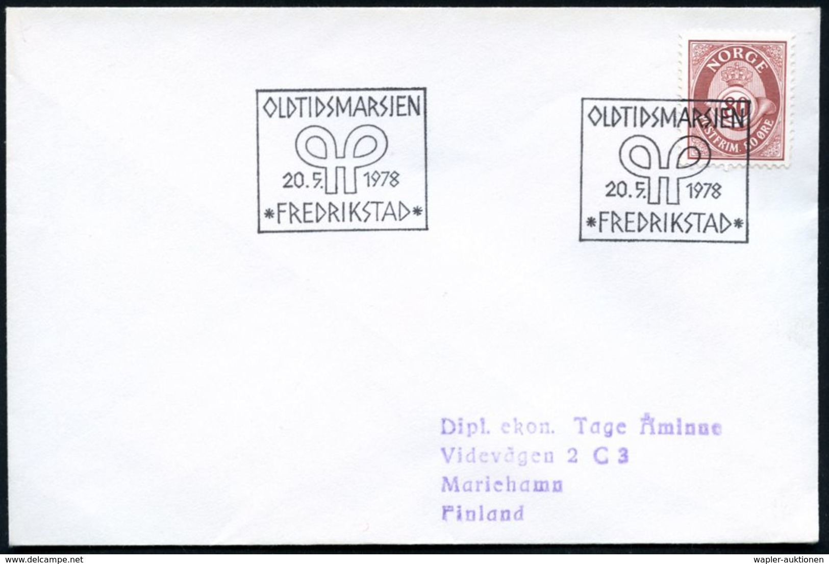 NORWEGEN 1979 (20.5.) SSt: FREDERIKSTAD/OLDTIDSMARSJEN (= Archäolog. Wanderungen) In Runen-Imitation, Ausl.Bf. - WIKINGE - Andere & Zonder Classificatie