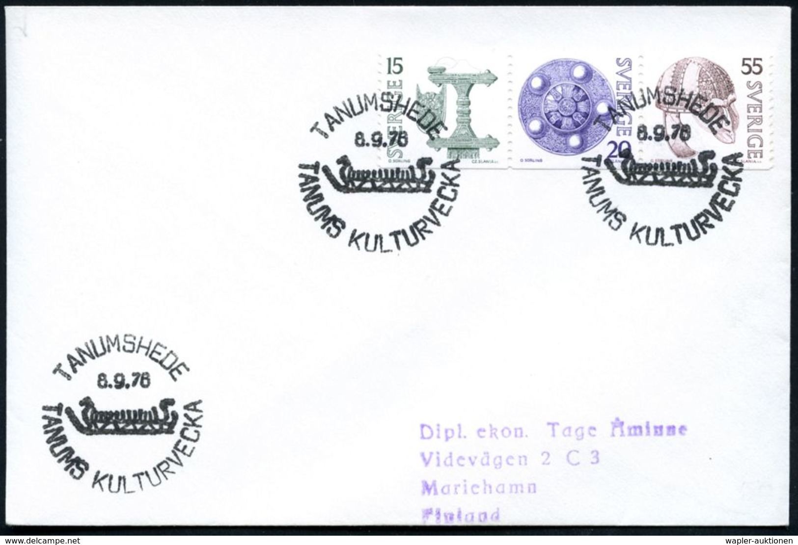 SCHWEDEN 1977 (8.9.) SSt: TANUMSHEDE/TANUMS KULTURVECKA = Felszeichnung: Drachenboot V.Tanum, 2x Auf Ausl.-Bf. - WIKINGE - Otros & Sin Clasificación