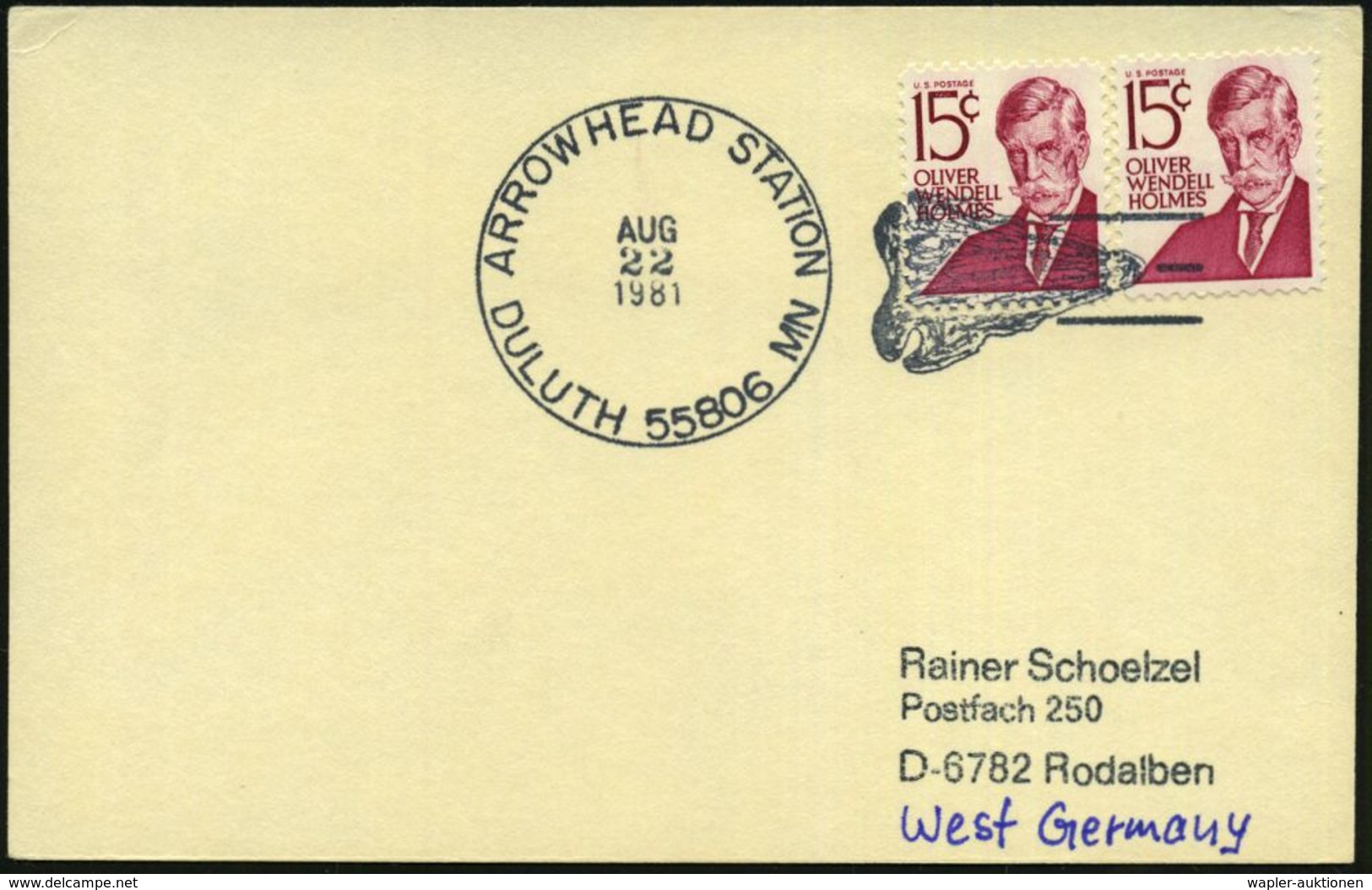 U.S.A. 1982 HWSt.: DULUTH 55806 MN/ A R R O W H E A D  STATION = Neolithische Pfeilspitze , Klar Gest. Übersee-Kt. - SON - Andere & Zonder Classificatie