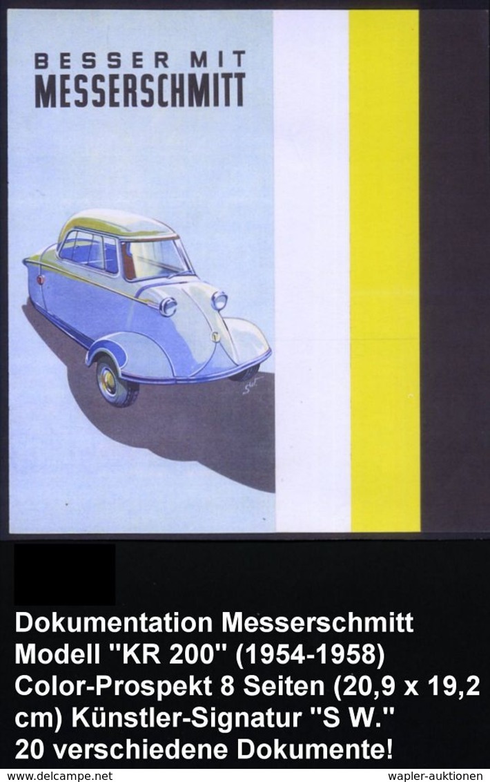 Berlin 1954/58 Messerschmitt Kabinenroller KR 175 (genannt "Schneewittchensarg"), Dokumentation Von 20 Belegen, Dabei Co - Auto's