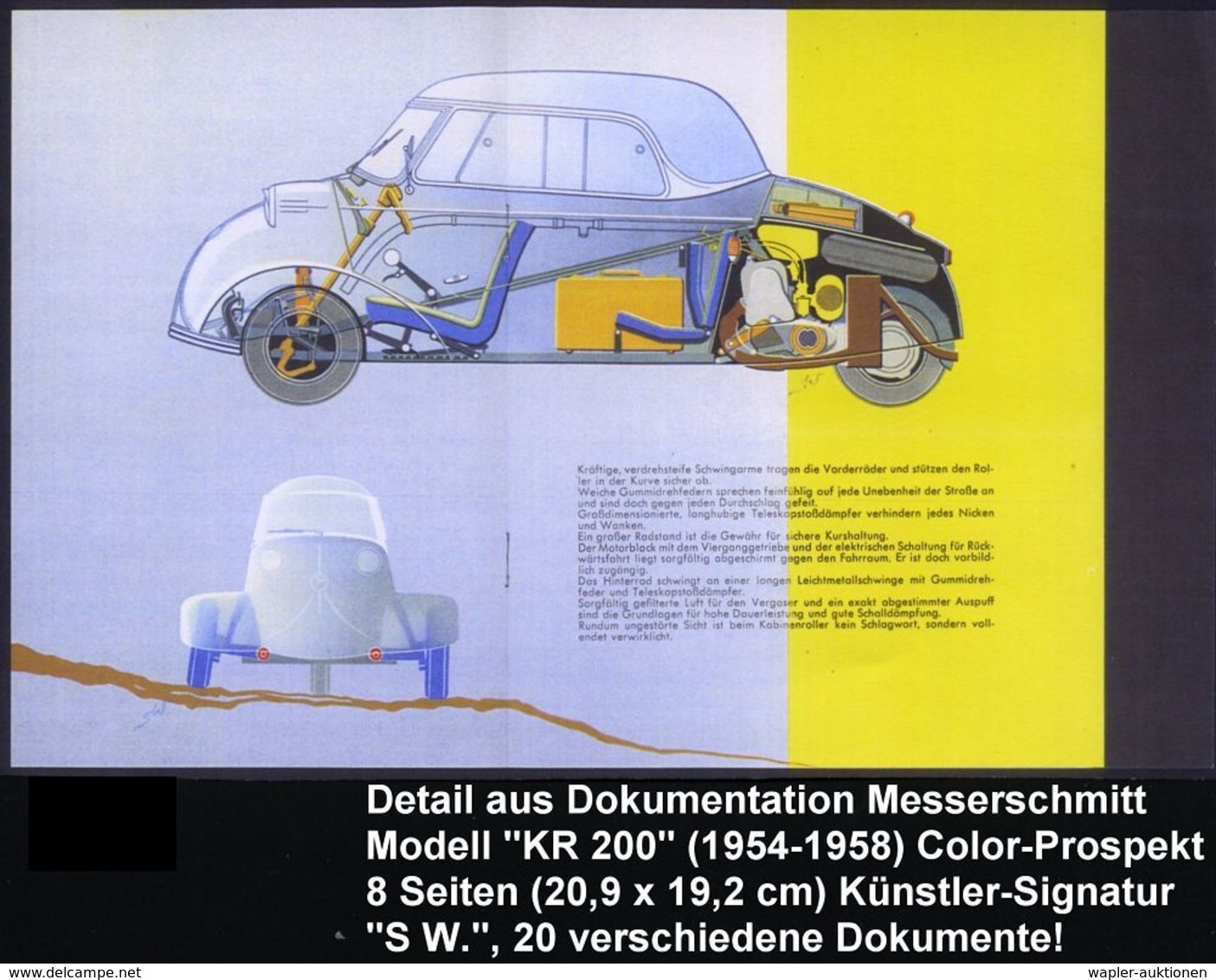 Berlin 1954/58 Messerschmitt Kabinenroller KR 175 (genannt "Schneewittchensarg"), Dokumentation Von 20 Belegen, Dabei Co - Autos