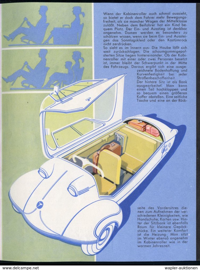 Berlin 1954/58 Messerschmitt Kabinenroller KR 175 (genannt "Schneewittchensarg"), Dokumentation von 20 Belegen, dabei Co