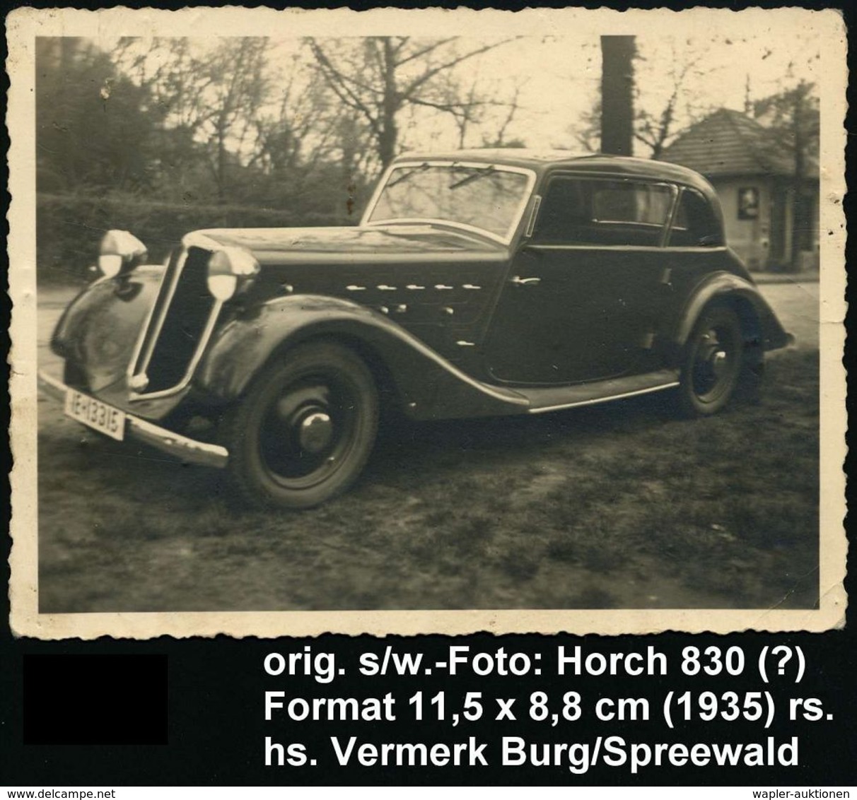 Burg/ Spreewald 1935 (28.4.) Orig. S/w.-Foto: Horch 830 (?), Rs. Datiert (Format 11,5 X 8,8 Cm) - AUTOMOBIL-HERSTELLER D - Cars