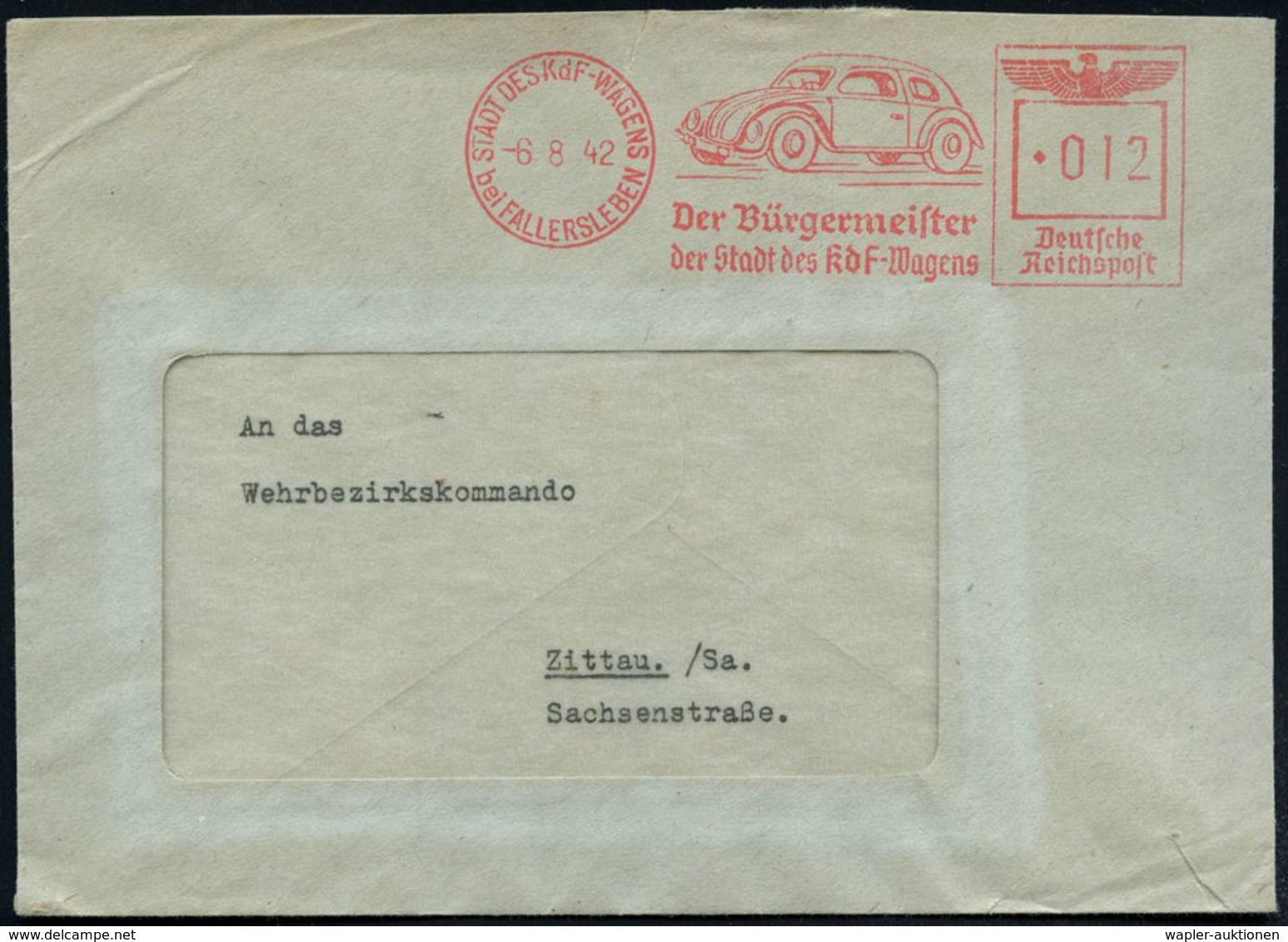 STADT DES KdF-WAGENS/ Bei FALLERSLEBEN/ Der Bürgermeister/ Der Stadt Des KdF-Wagens 1941 (31.5.) Dekorativer AFS (VW "Kä - Voitures