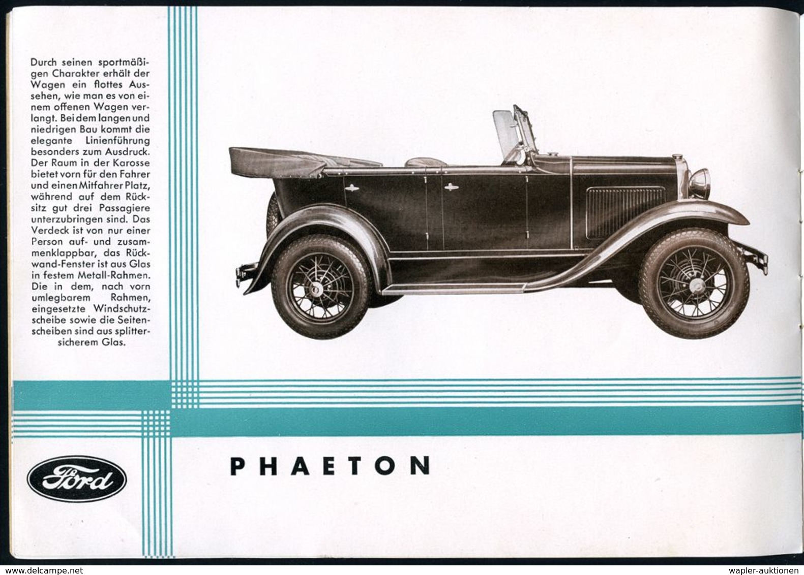 DEUTSCHES REICH 1931 Zweifarbiger Prospekt Mit Ford-Modellen 1930, Dabei "Standard Sedan", "Phaeton", "Roadster" U.a., I - Autos