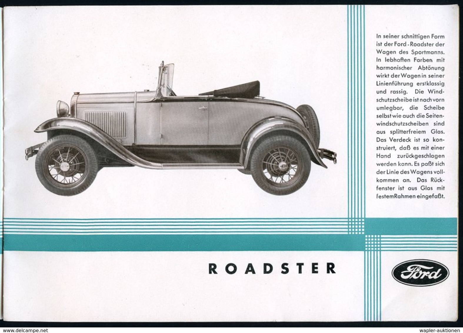 DEUTSCHES REICH 1931 Zweifarbiger Prospekt Mit Ford-Modellen 1930, Dabei "Standard Sedan", "Phaeton", "Roadster" U.a., I - Voitures