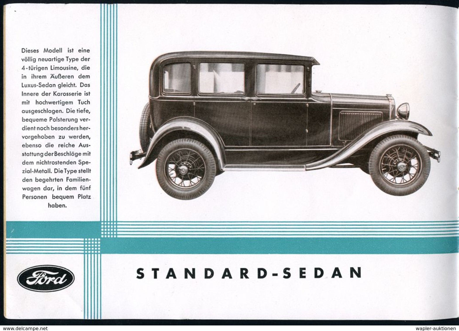 DEUTSCHES REICH 1931 Zweifarbiger Prospekt Mit Ford-Modellen 1930, Dabei "Standard Sedan", "Phaeton", "Roadster" U.a., I - Autos