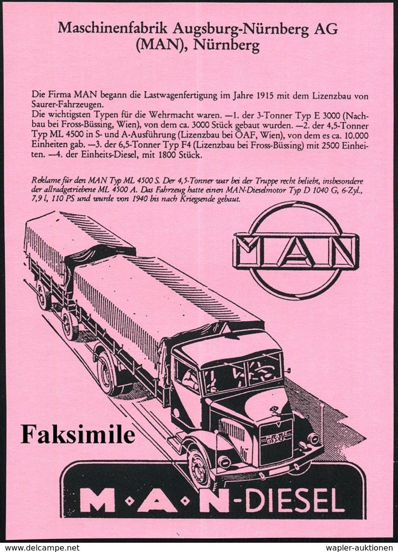 (13b) AUGSBURG 2/ M-A-N 1946 (14.8.) Aptierter AFS = NS-Adler Entfernt! , Rs. Firmen-Vordr: Werk Augsburg + Abs-3L, Selt - Camion