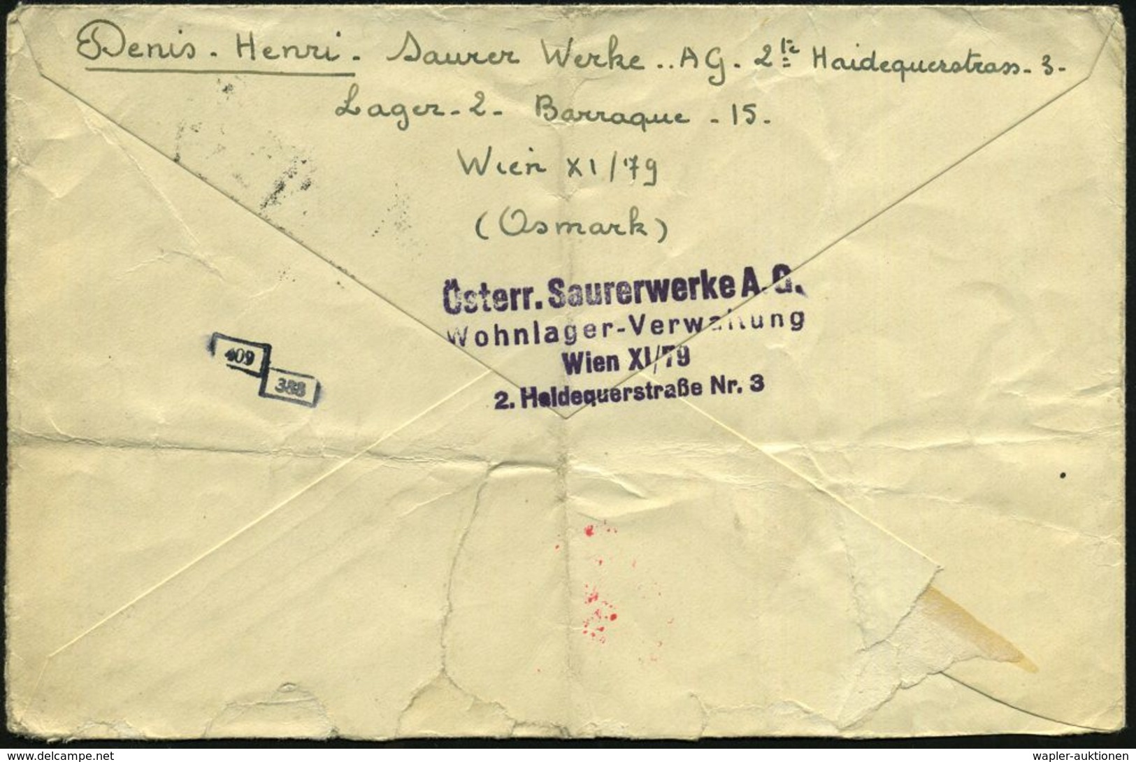 Wien 79 1942 (28.11.) 25 Pf. "Prinz Eugen V. Savoyen", Seltene EF , Gest. WIEN 76 + Roter Zensur-1K: A E = Frankfurt/Mai - LKW