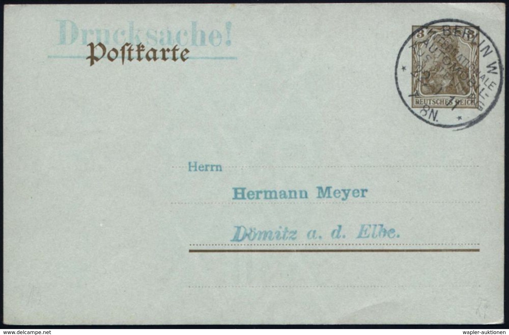 BERLIN W/ INTERNATIONALE/ AUTOMOBIL-/ AUSSTELLUNG/ ** 1911 (22.10.) Seltener, Früher SSt Klar Auf Inl.-P 3 Pf. Germania  - Auto's