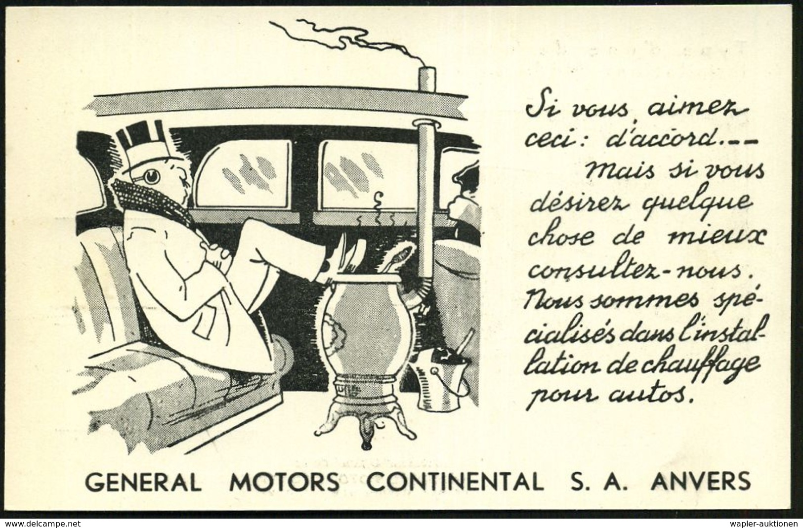 BELGIEN 1938 (9.1.) SSt.: BRUXELLES/SALON AUTO & CYCLE.. 2x Klar Auf Humoristischer Reklamekarte: General Motors Autohei - Auto's