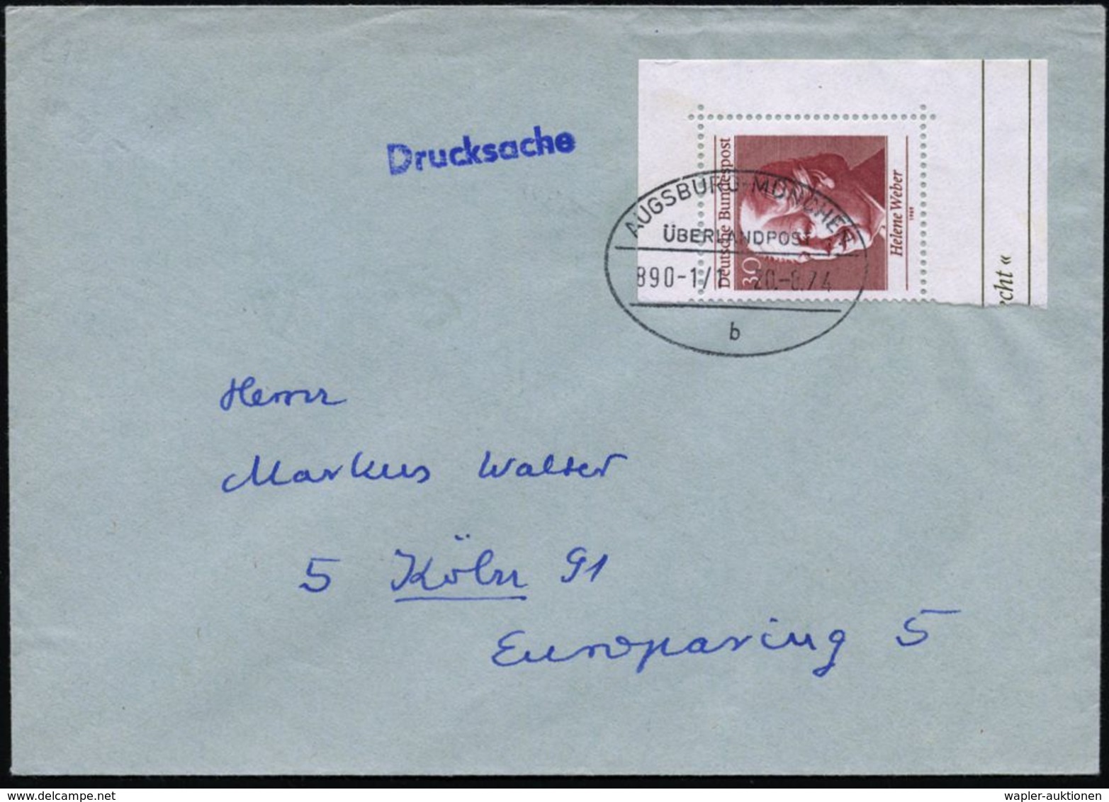 AUGSBURG-MÜNCHEN/ ÜBERLANDPOST/ 890-1/ 1/ B 1974 (20.8.) Oval-Steg Klar Auf Inl.-Bf. - KRAFTKURSPOST - HIGWAY POST OFFIC - Auto's