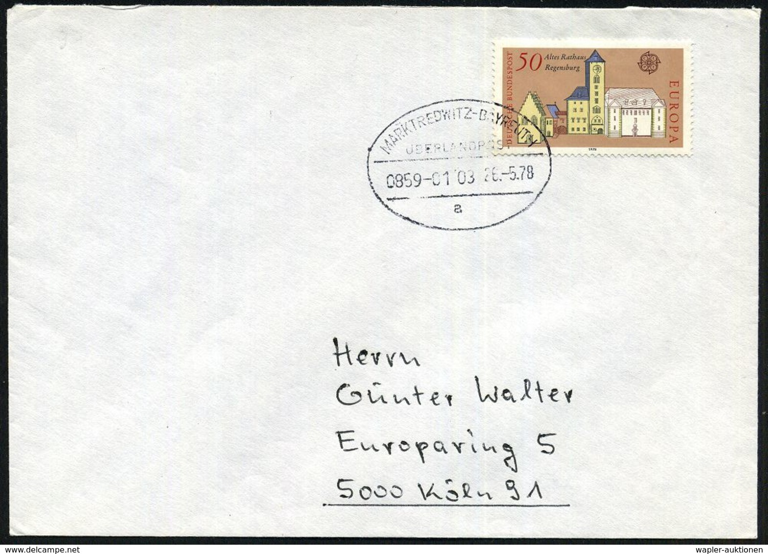 MARKTREDWITZ-BAYREUTH/ ÜBERLANDPOST/ 0859-01-03/ A 1978 (26.5.) Oval-Stempel , Klar Gest. Inl.-Bf. - KRAFTKURSPOST - HIG - Automobili