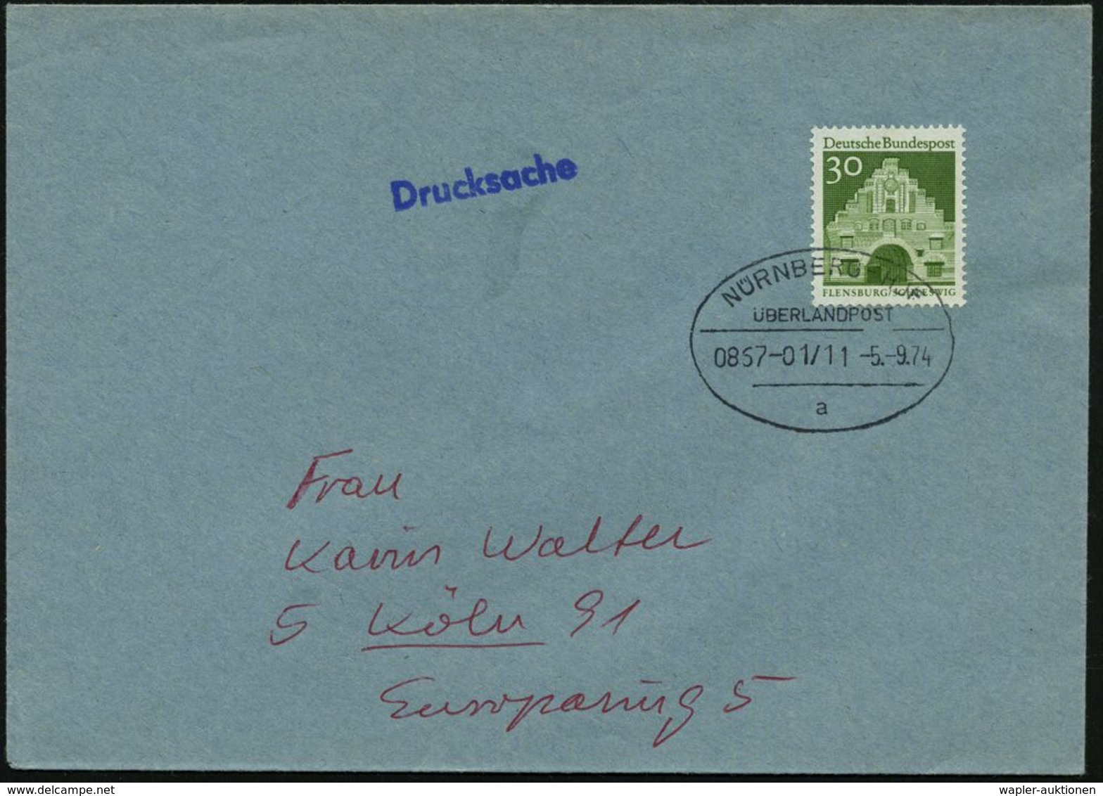 NÜRNBERG-HOF/ ÜBERLANDPOST/ 0857-01-11/ A 1974 (5.9.) Oval-Stempel , Klar Gest. Inl.-Bf. - KRAFTKURSPOST - HIGWAY POST O - Auto's