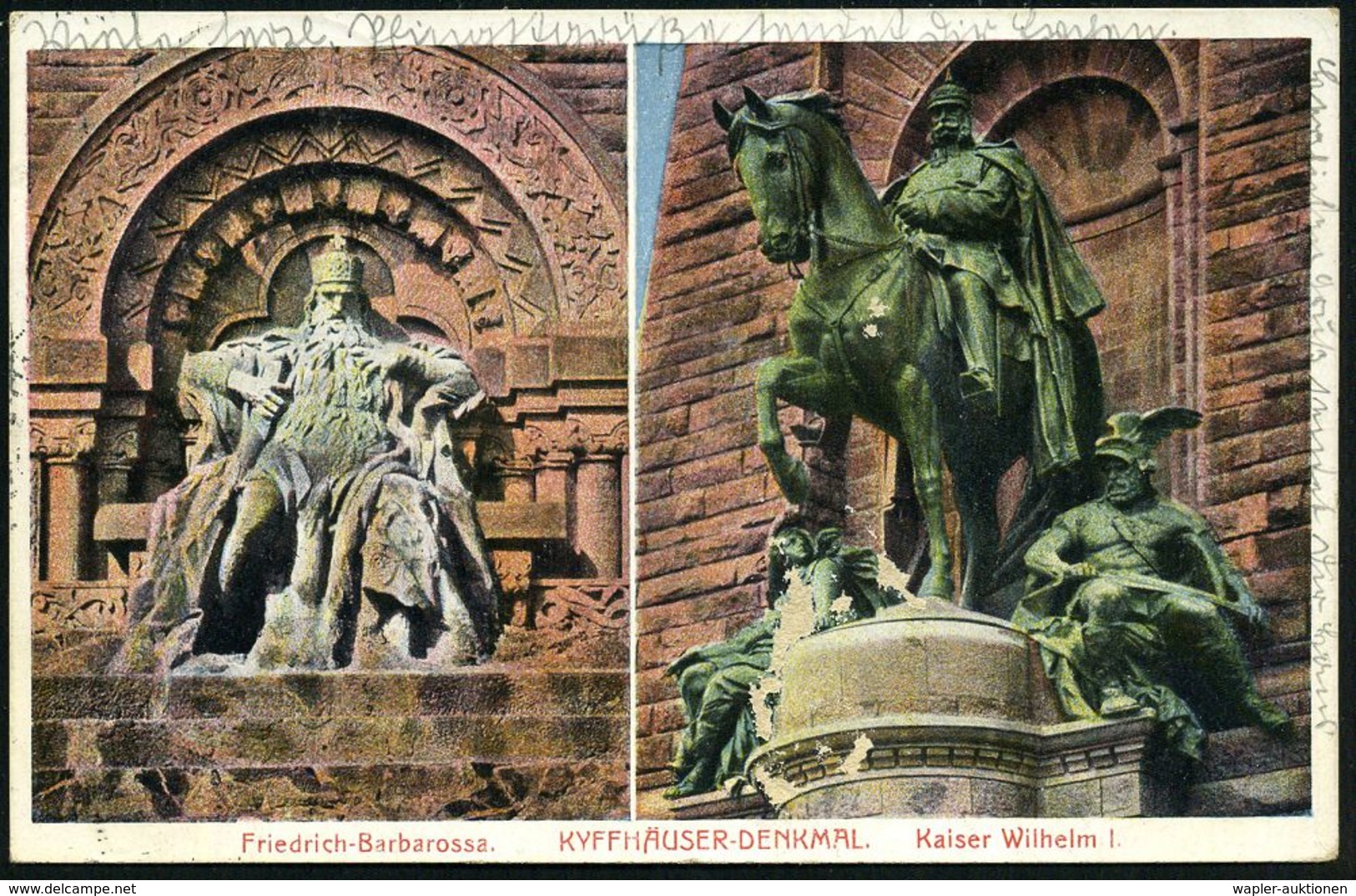 Rossla (Harz)/ Kraftpost Z.Kyffhäuser 1925 (2.6.) HWSt = Kyffhäuser-Denkmal , Klar Gest. Color-Ak.: Kyffhäuser-Denkmal M - Auto's