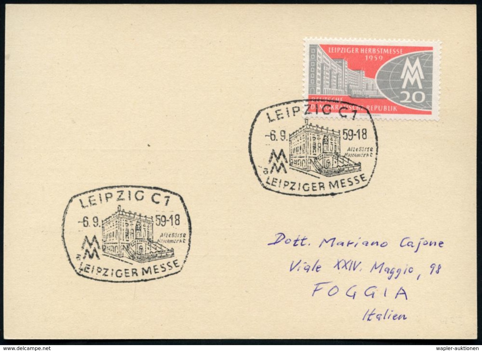 LEIPZIG C1/ Alte Börse../ A/ MM/ LEIPZ.MESSE 1959 (10.3./6.9.) SSt Von Der Frühjahrs- Bzw. Herbst-Messe = Je Alte Börse  - Non Classificati