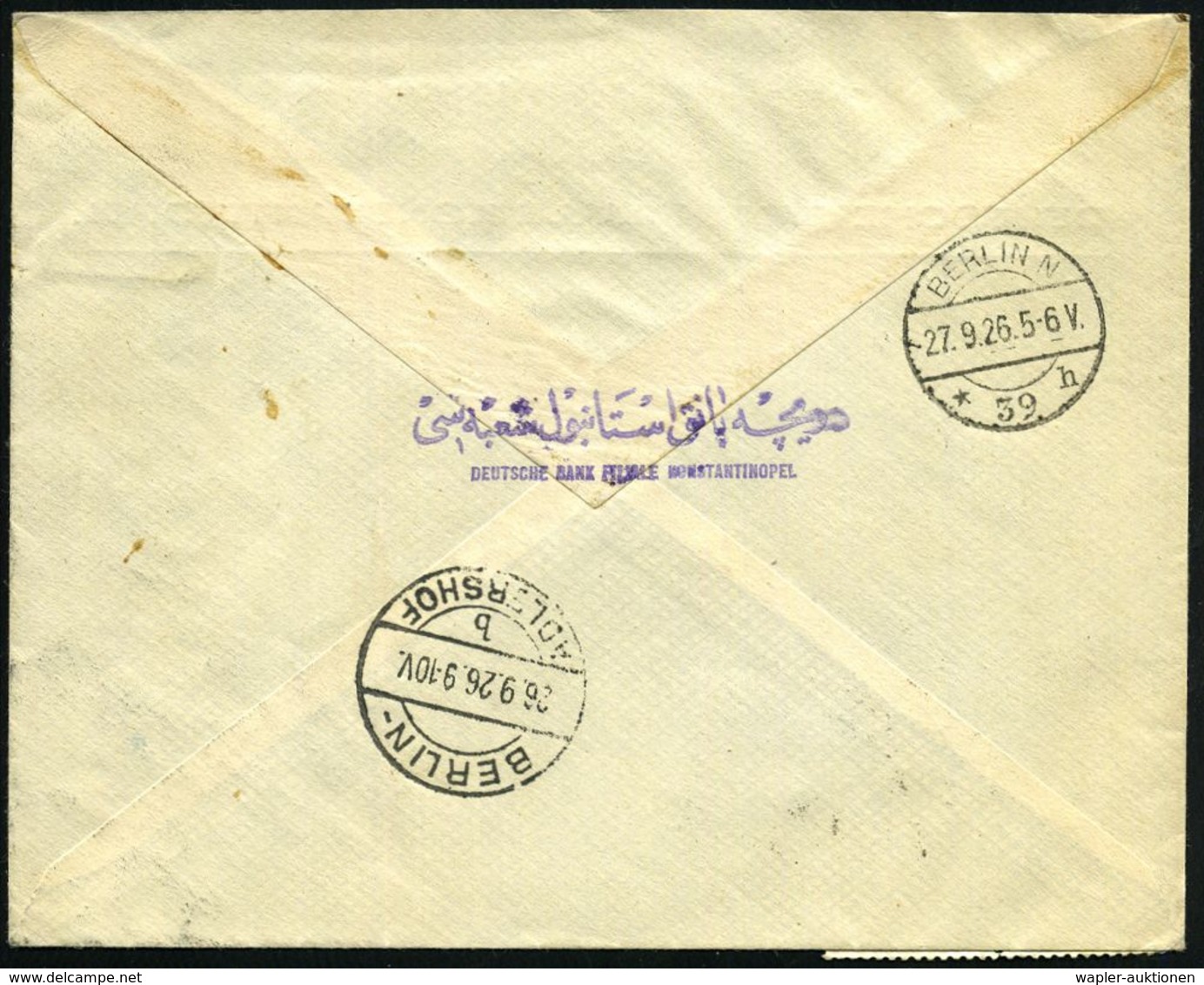 TÜRKEI 1926 (22.9.) 10 Ghr. "Festung Ankara", Reine MeF: Paar 1K-Steg + R-Stempel: GALATA, Zweispr. Firmen-Bf.: DEUTSCHE - Zonder Classificatie