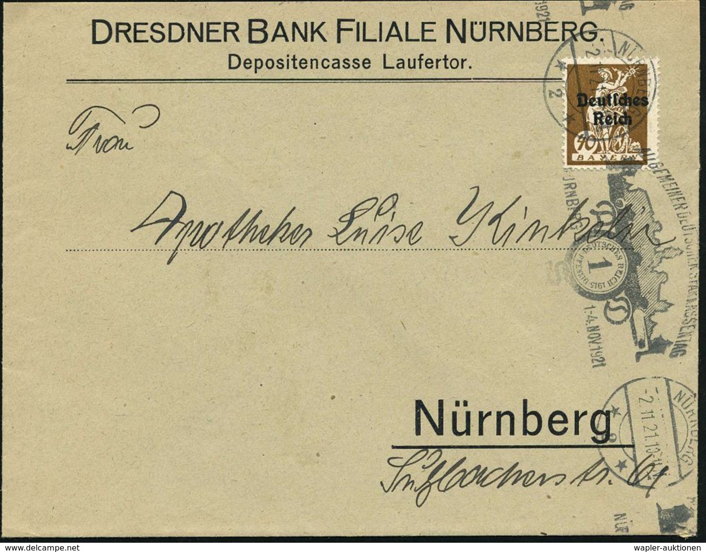 NÜRNBERG/ *2*/ ALLGEM.DEUTSCHER SPARKASSENTAG/ ADS/ 1.-4.NOV. 1921 (2.11.) Seltener BdMWSt = Silhouette Nürberger Burf,  - Non Classés