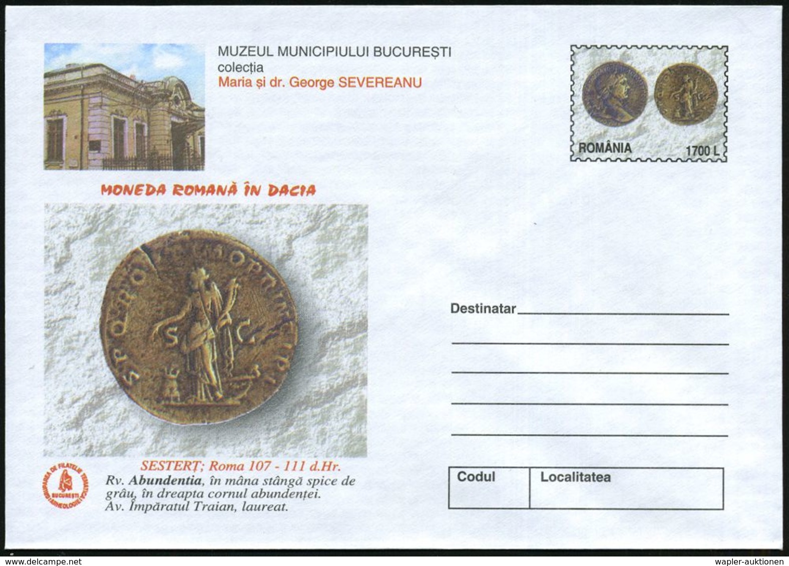 RUMÄNIEN 2000 1700 L. U "Römische Münzen In Dakien", 5 Verschiedene = Sesterzen. (Herrscherbilder Etc.) Alle Ungebr., =  - Ohne Zuordnung