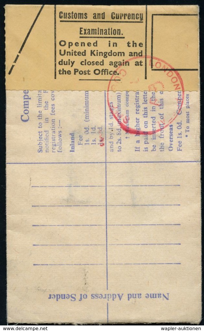 GROSSBRITANNIEN /  B.R.D. 1950 (10.2.) Devisen-Zensurzettel: E. R. / Customs And Currency Examination/Opened.. + Roter 1 - Zonder Classificatie