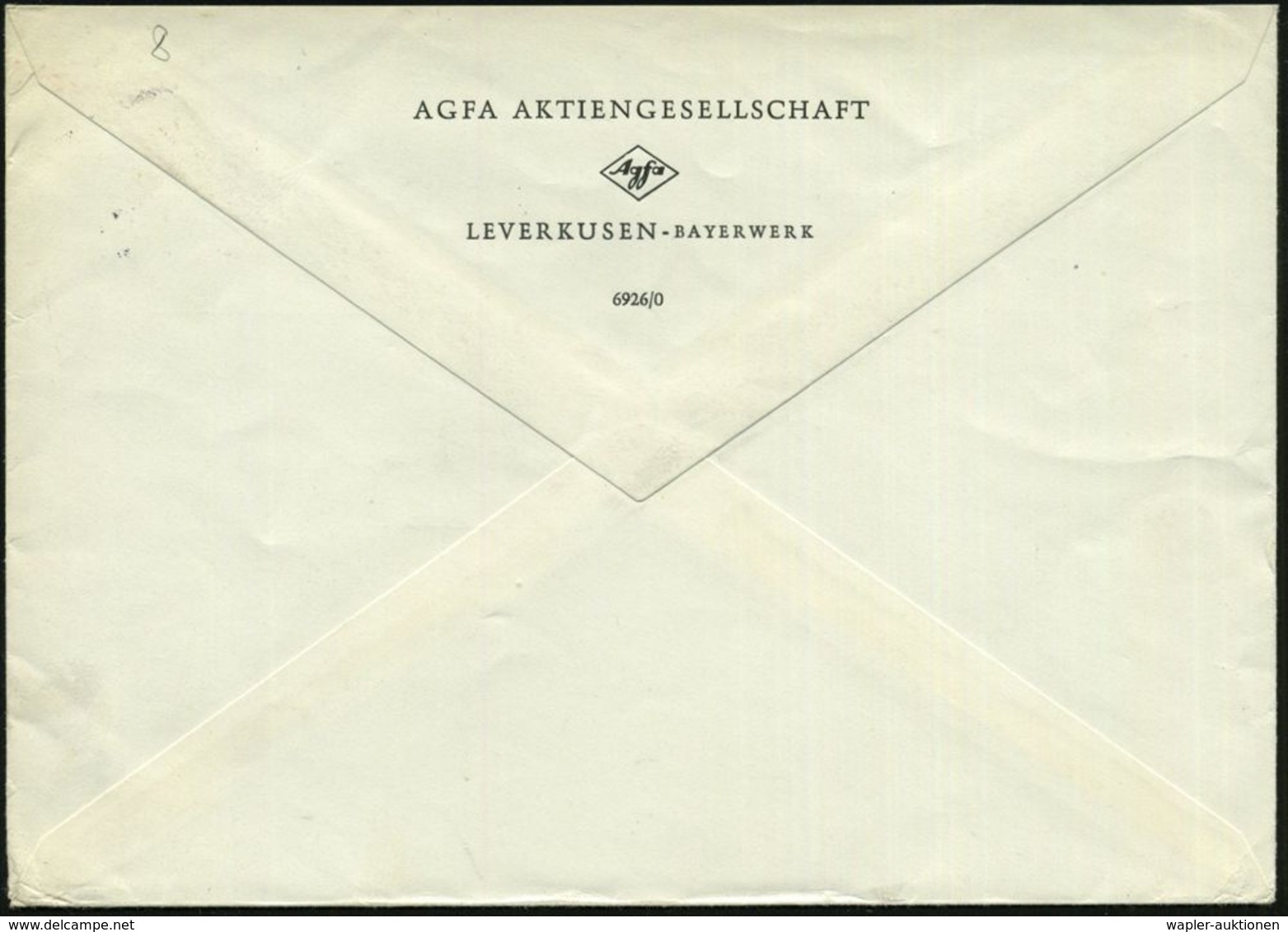 (22c) LEVERKUSEN-BAYERWERK/ M 1961 (7.4.) 2K = Hauspostamt Des Bayer-Werks , Rs. Abs.-Vordr.: AGFA AG, Fern-Bf. An VEB A - Scheikunde