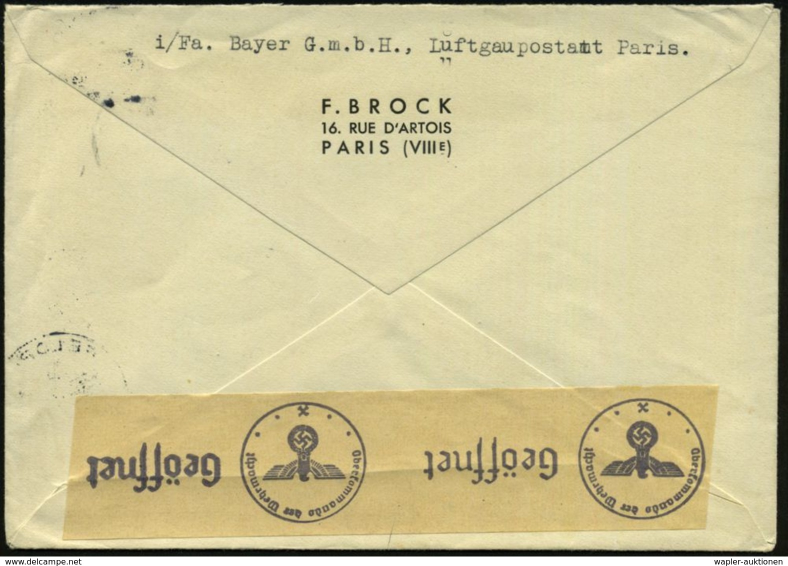 DT.BES.FRANKREICH 1943 (12.10.) 1K.: FELDPOST/d/--- (geblockt) Auf EF 12 Pf. Hitler + Rs. OKW-Zensur-Streifen "x" = Pari - Scheikunde