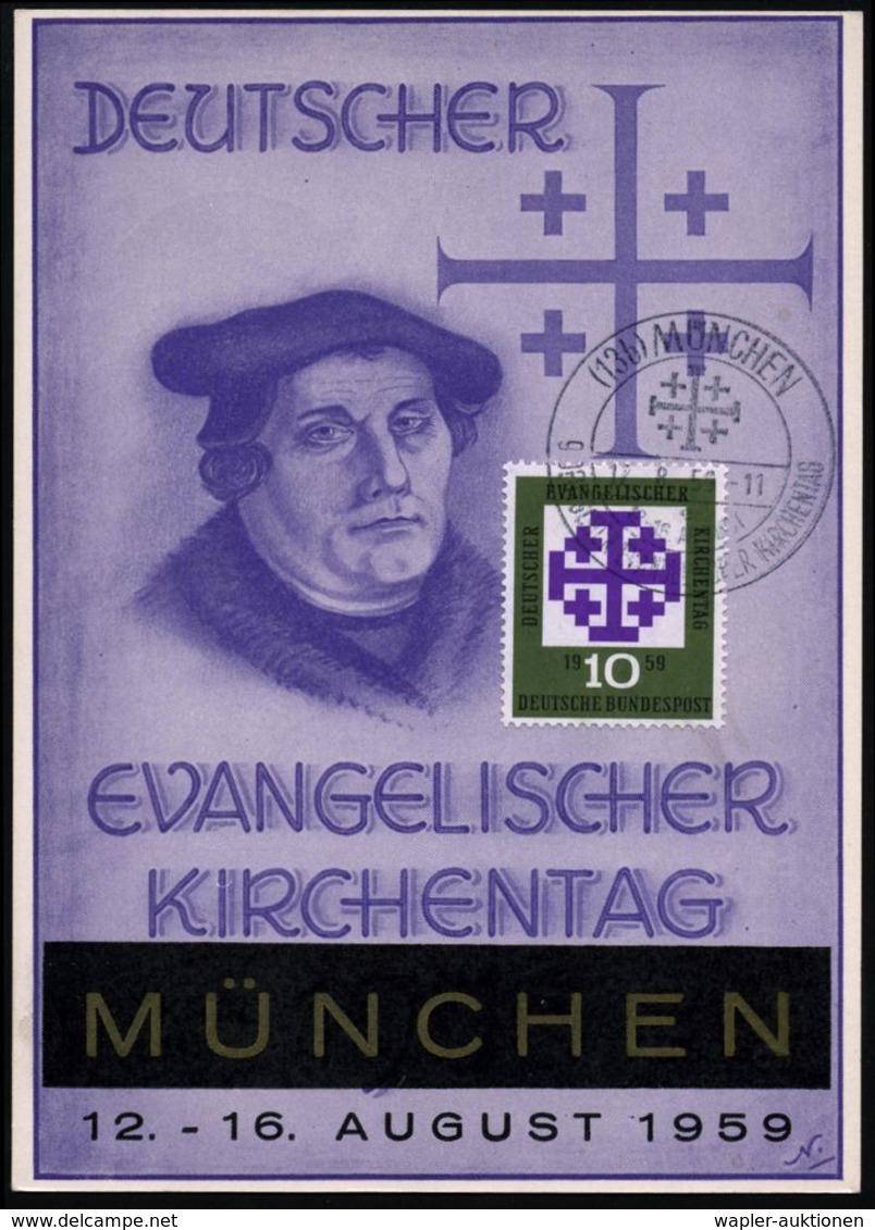 (16) FRANKFURT (MAIN)/ A/ DT.EVANGEL.KIRCHENTAG 1956 (10.8.) SSt = Jerusalemkreuz Auf EF 10 Pf. Evangel. Kirchentag (Mi. - Christendom