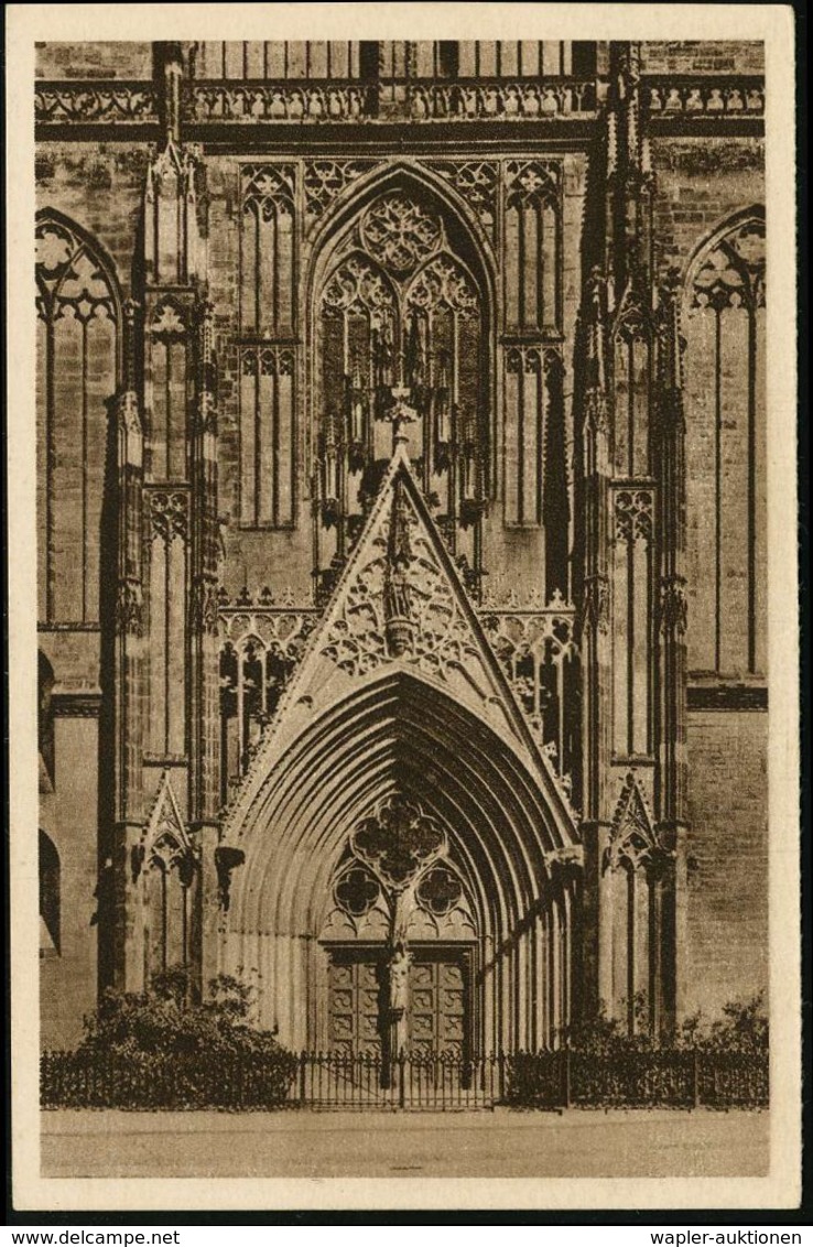 Magdeburg 1934 6 Pf. BiP WHW-Lotterie, Grün: Domhauptportal (gotisch) Ungebr. (Mi.P 254/45) - EVANGELISCHE SAKARALBAUTEN - Eglises Et Cathédrales