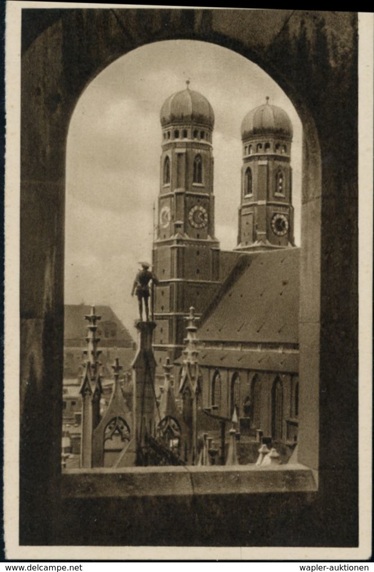 München 1934 6 Pf. BiP "WHW-Lotterie", Grün: Frauenkirche (Einzelkt.) Ungebr. (Mi.P 254/21) - EVANGELISCHE SAKARALBAUTEN - Eglises Et Cathédrales