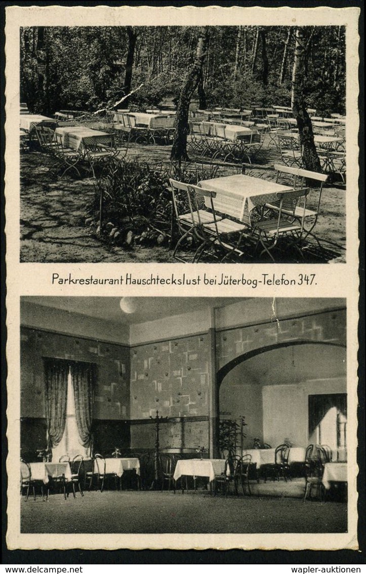 K L O S T E R  ZINNA/ *(Kr.JÜTERBOG)* 1943 (12.8.) 1K-Gitter Auf S/w.-Ak.: Parkrestaurant Hauschteckslust (2 Bilder) Sel - Klöster