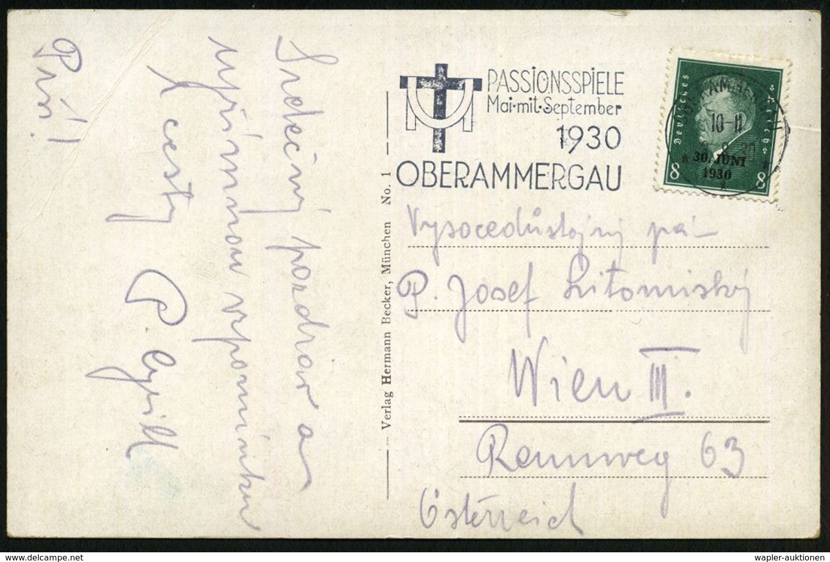 OBERAMMERGAU/ ***/ PASSIONSSPIELE/ ...1930/ OBERAMMERGAU 1930 MWSt = Kreuz U. Schweißtuch , Klar Gest. Bedarfs-Ausl.-Ak. - Cristianesimo