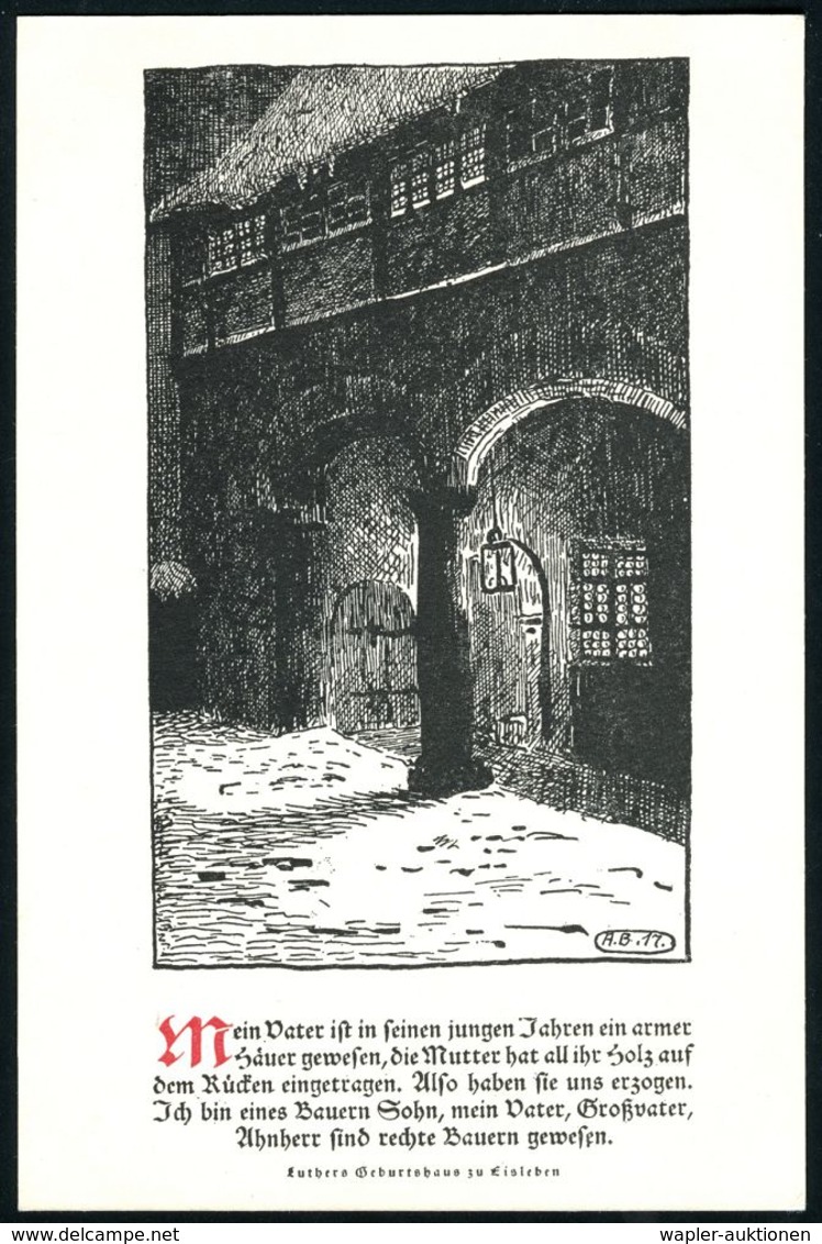 EISENACH/ *WARTBURG* 1922 (5.5.) MWSt Ohne Text: Luther Mit Bibel Auf PP 15 Pf. Germania: Luther-Gedächtnis-Feier (Wartb - Cristianesimo