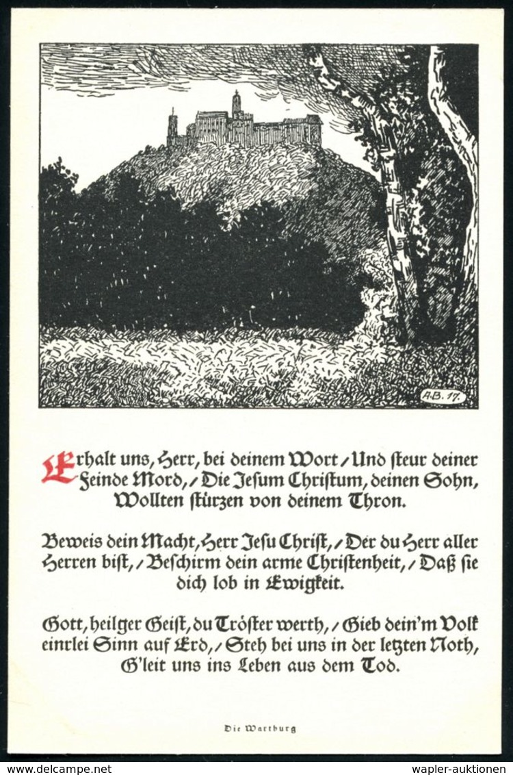 EISENACH/ *WARTBURG* 1922 (5.5.) MWSt Ohne Text: Luther Mit Bibel Auf PP 15 Pf. Germania: Luther-Gedächtnis-Feier (Wartb - Christendom